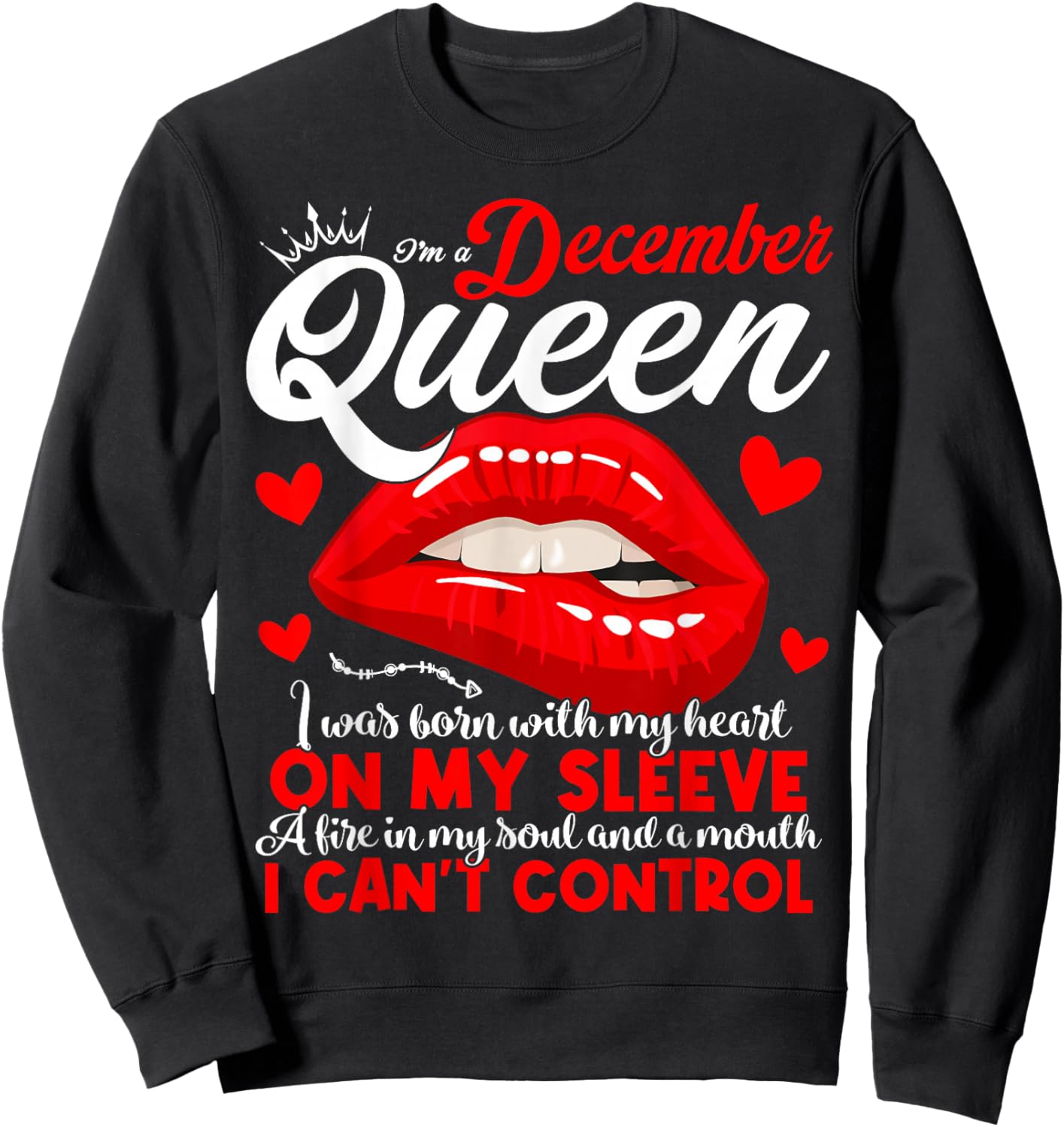 A Queen Was Born in December Women Girls December Birthday Sweatshirt - Sweatshirt | Black