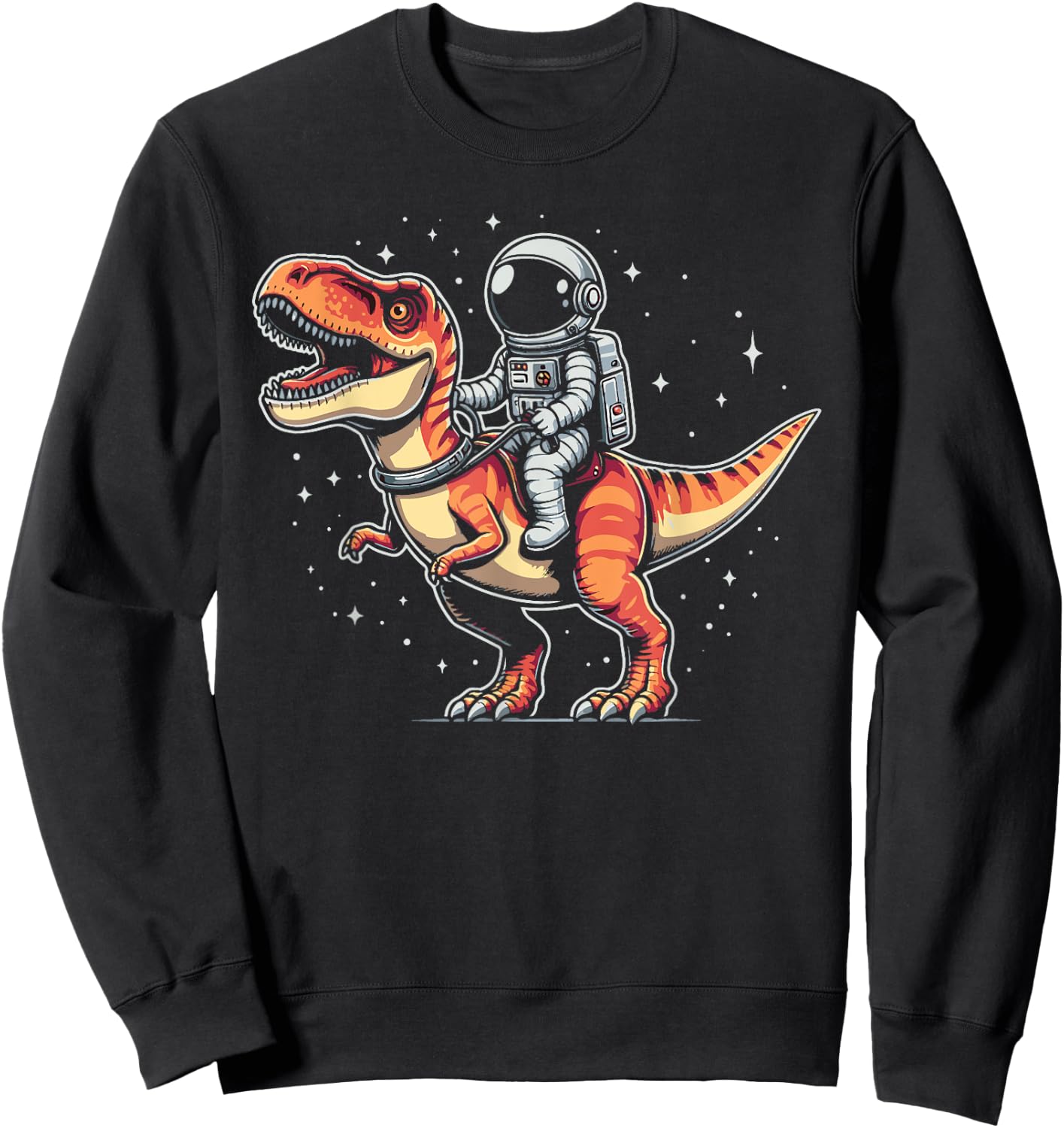 Astronaut Riding T-Rex Dinosaur Spaceman Cosmonaut Sweatshirt - Sweatshirt | Black