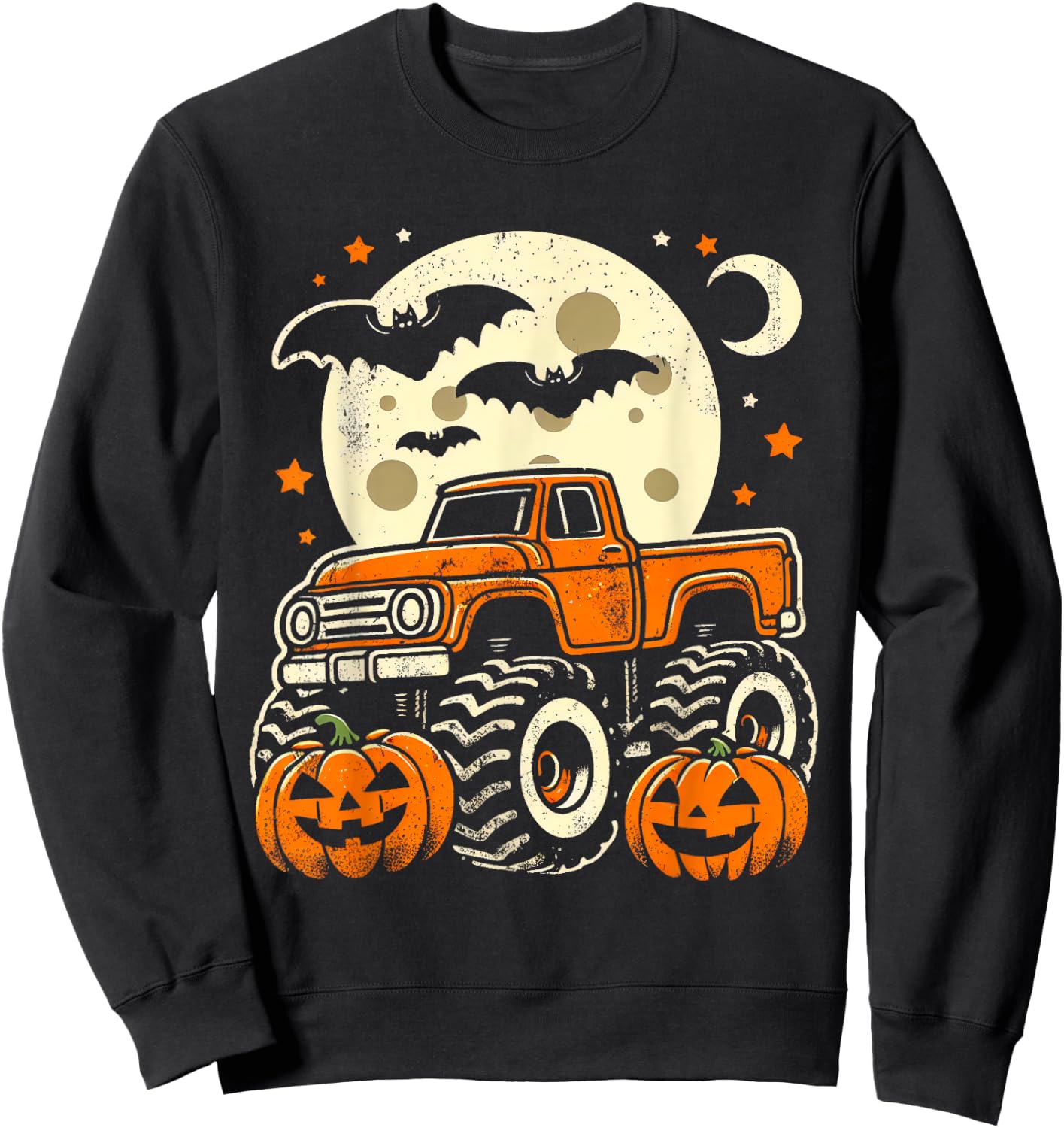Halloween Shirt For Kids Boy Monster Truck Pumpkin Halloween Sweatshirt - Sweatshirt | Black