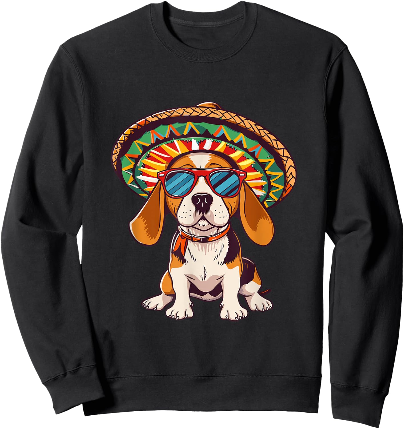Party Beagle Dog With Sombrero | Mexico Sweatshirt - Sweatshirt | Black