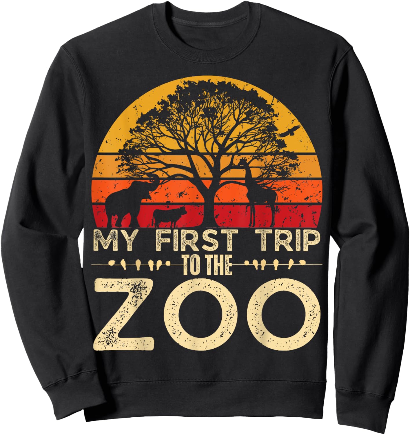 My First Trip Wild and Zoo Safari Jungle Birthday Party Sweatshirt - Sweatshirt | Black