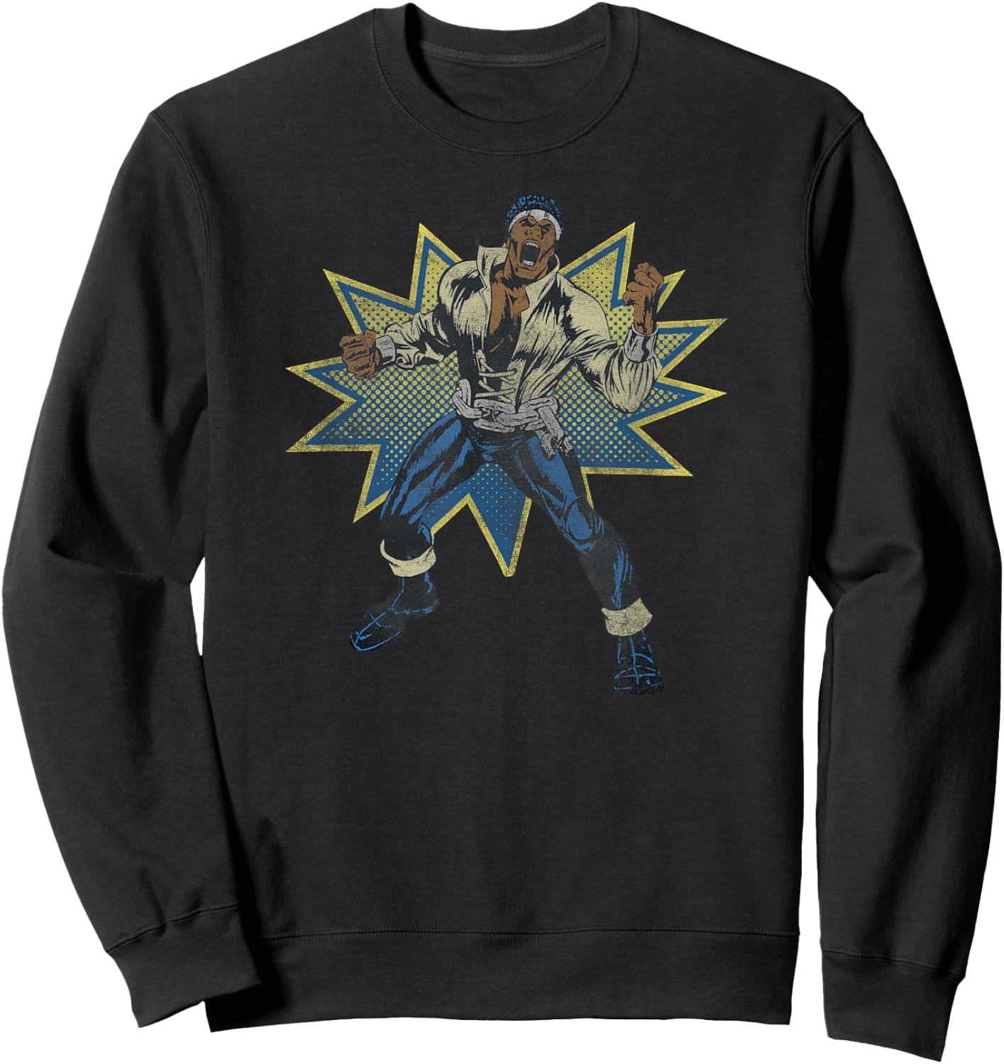 Marvel Luke Cage Vintage Comic Hero Action Shot Sweatshirt - Sweatshirt | Black