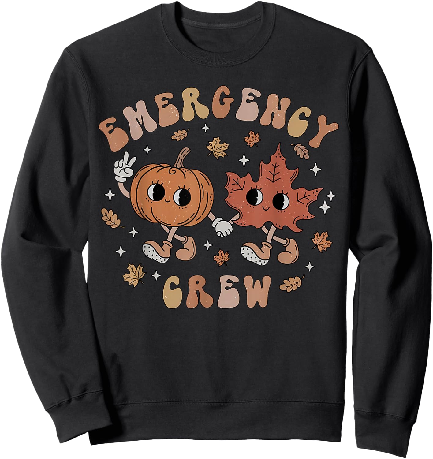 Emergency Crew Fall Emergency Room Nurse Autumn Thanksgiving Sweatshirt - Sweatshirt | Black