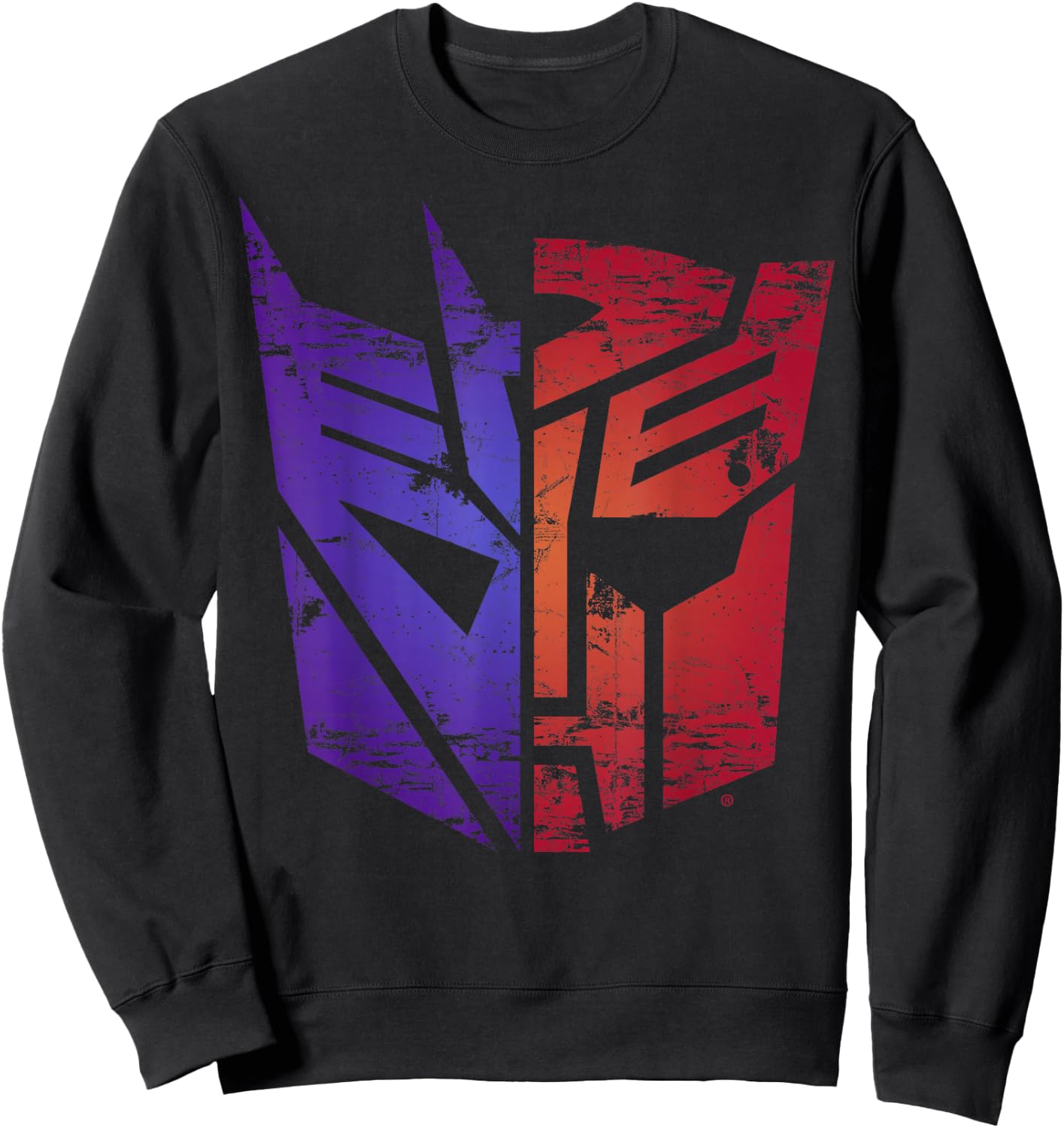 Transformers Decepticon Autobot Distressed Split Logo Sweatshirt - Sweatshirt | Black