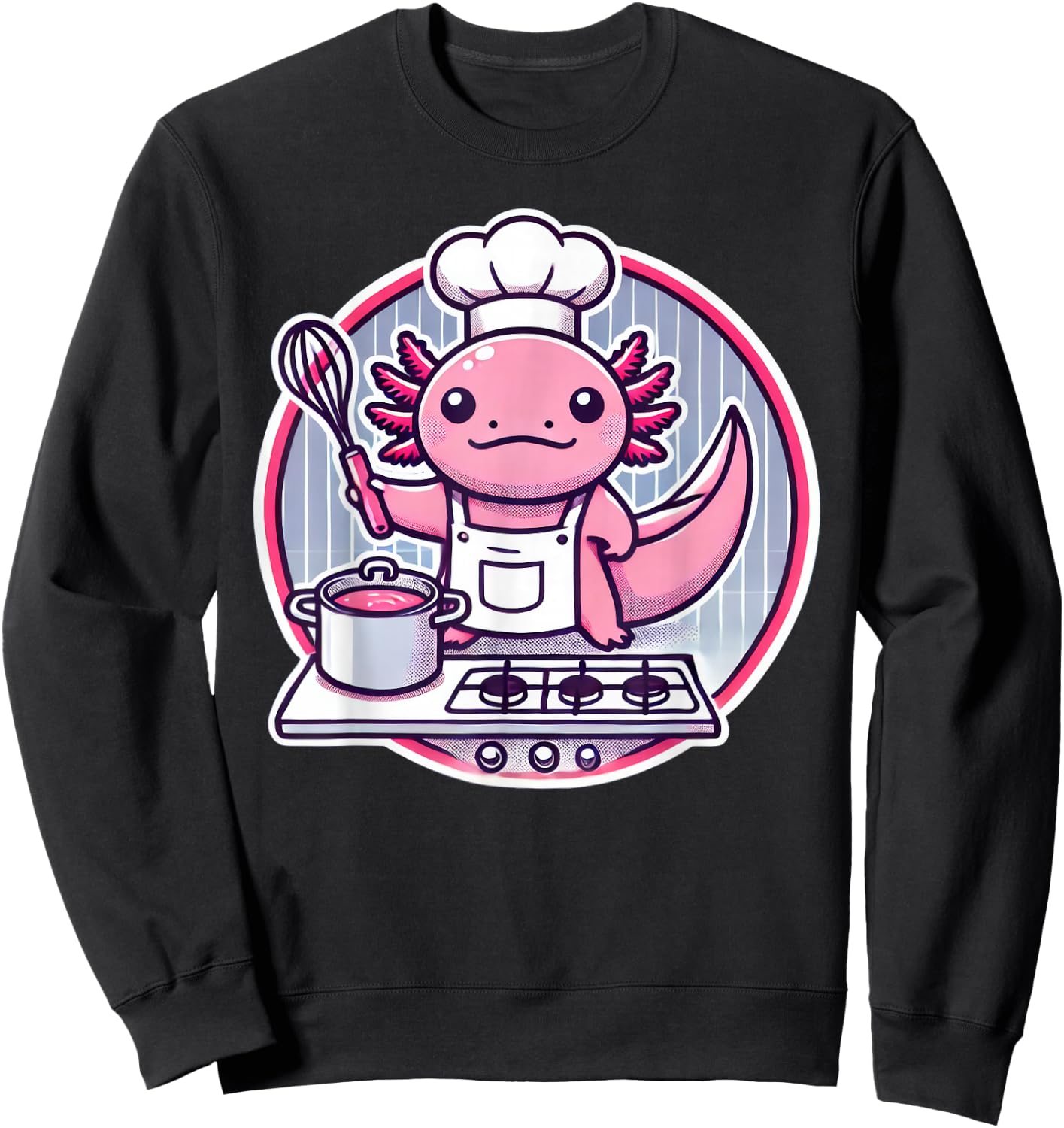 Cute Axolotl Chef Cooking Sweatshirt - Sweatshirt | Black