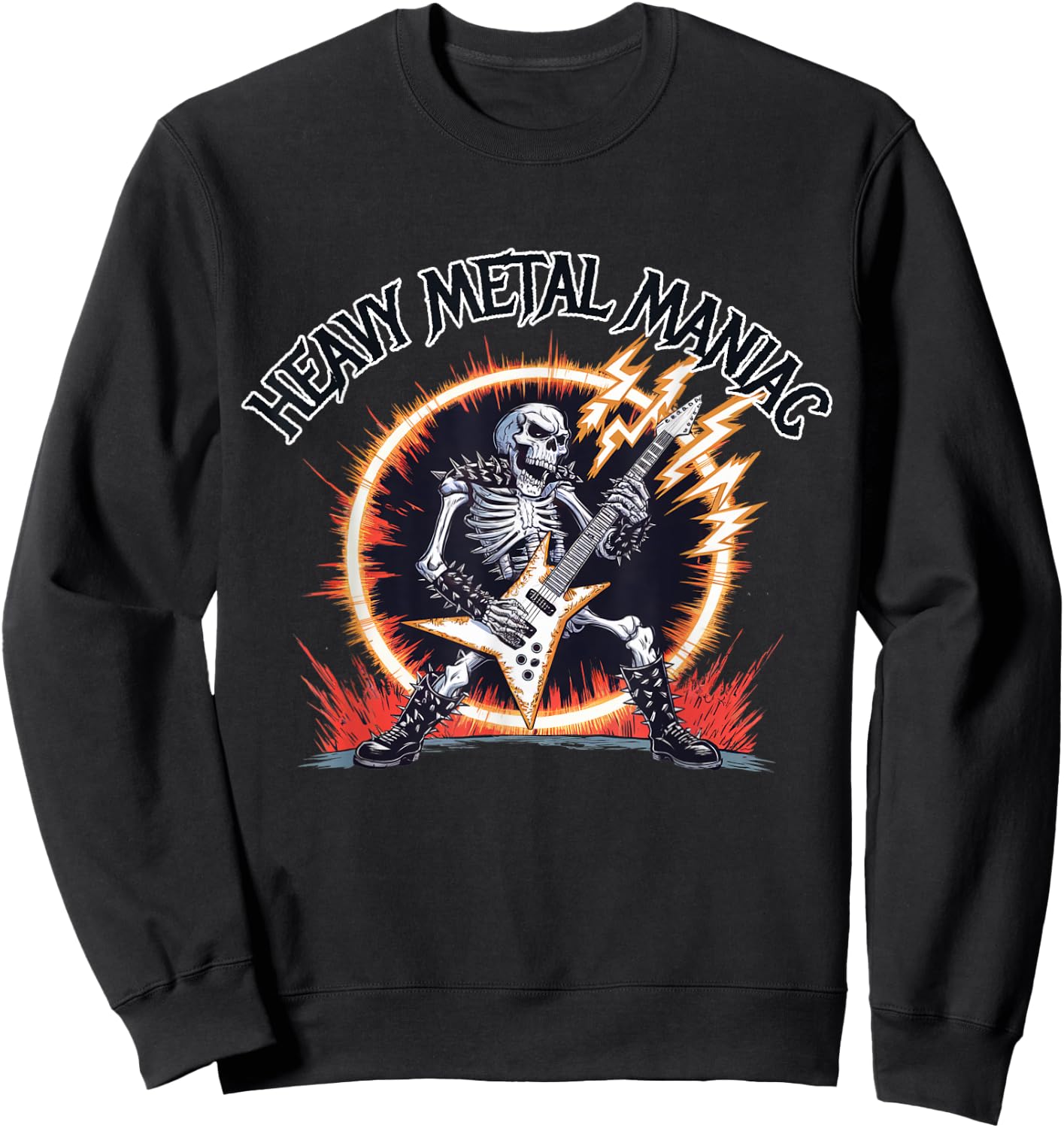 Black Death Rock Heavy Metal Music Goth Designs -Adults & -Kids Heavy Metal Maniac Black Small Short Sleeve Sweatshirt - Sweatshirt | Black