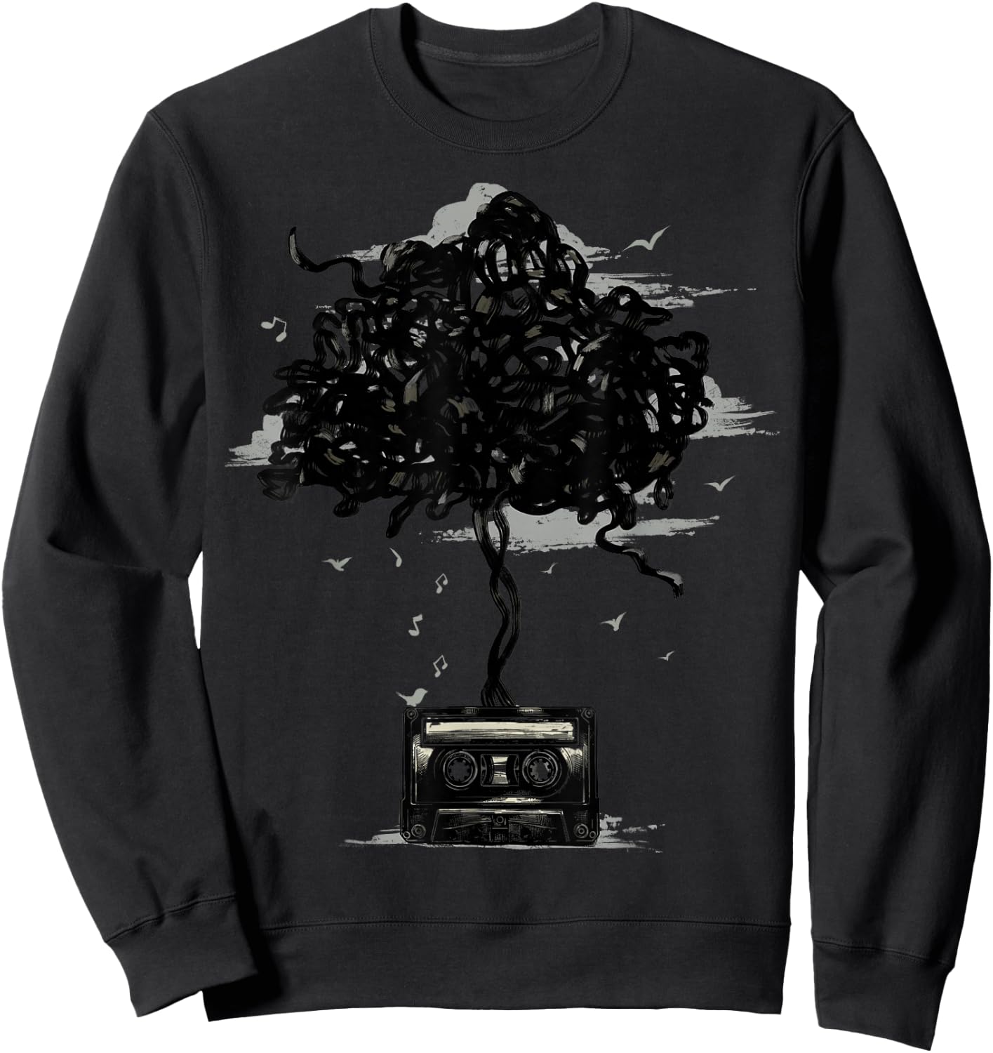 Cassette Tape Shirt 80s Cassette Tree Nature Radio Music Sweatshirt - Sweatshirt | Black
