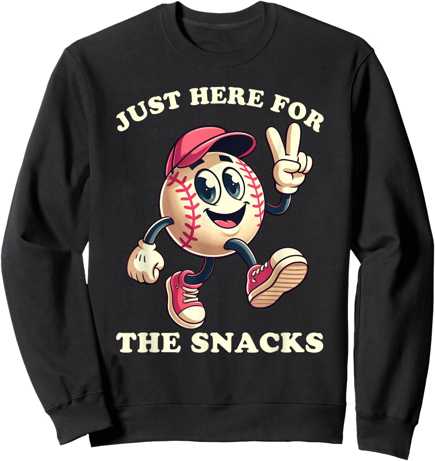 Girls Baseball Just Here for the Snacks Softball Sweatshirt - Sweatshirt | Black