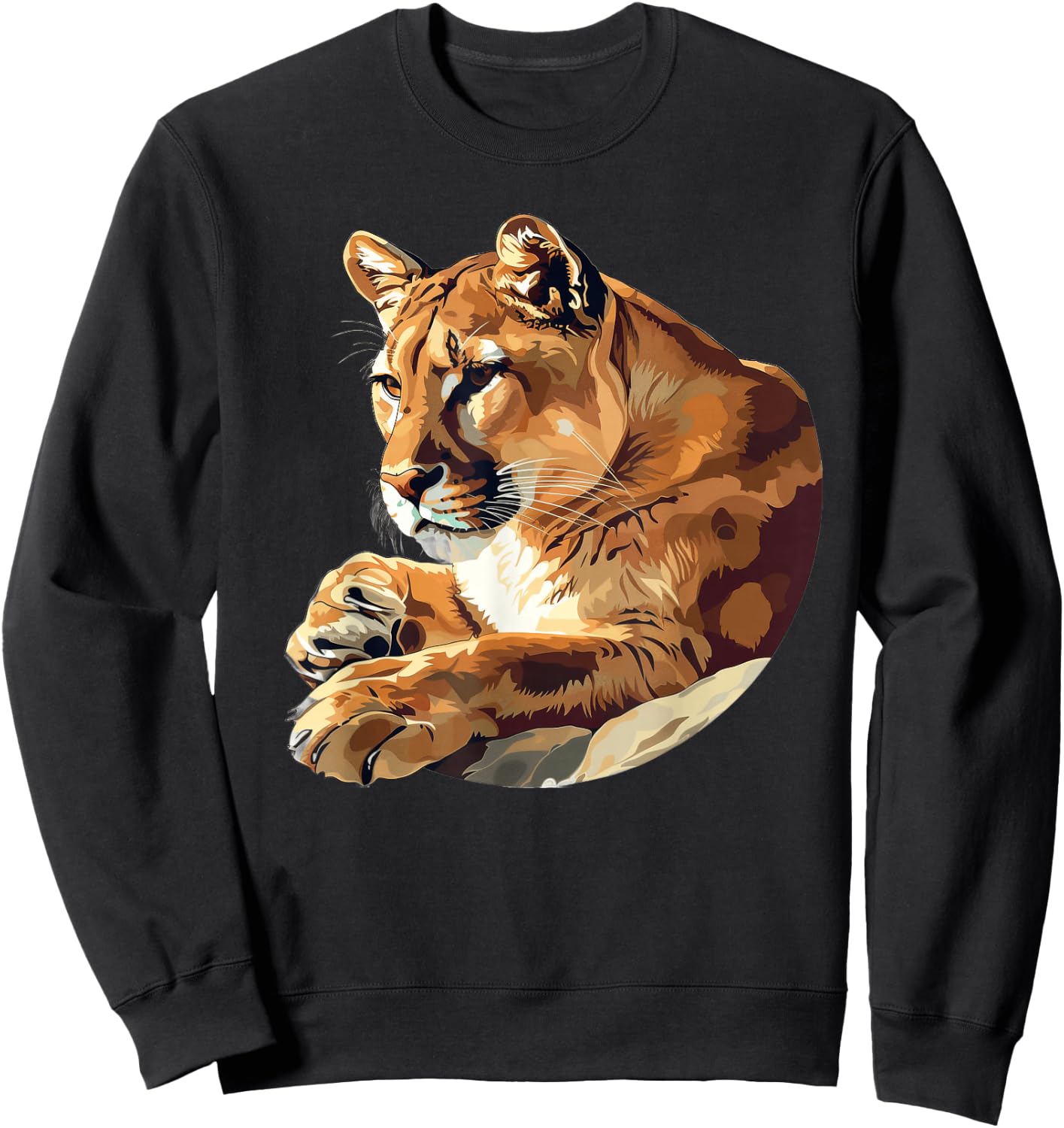 Mountain Lion Round Image Sweatshirt - Sweatshirt | Black