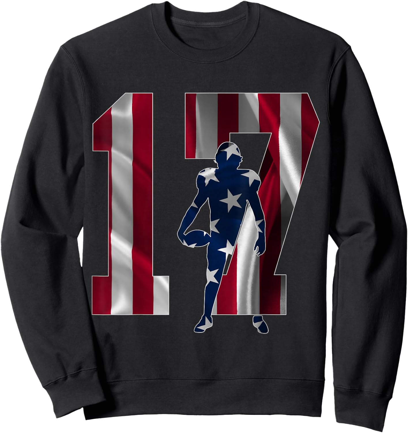 Number 17 Years Football 17th Birthday Sweatshirt - Sweatshirt | Black