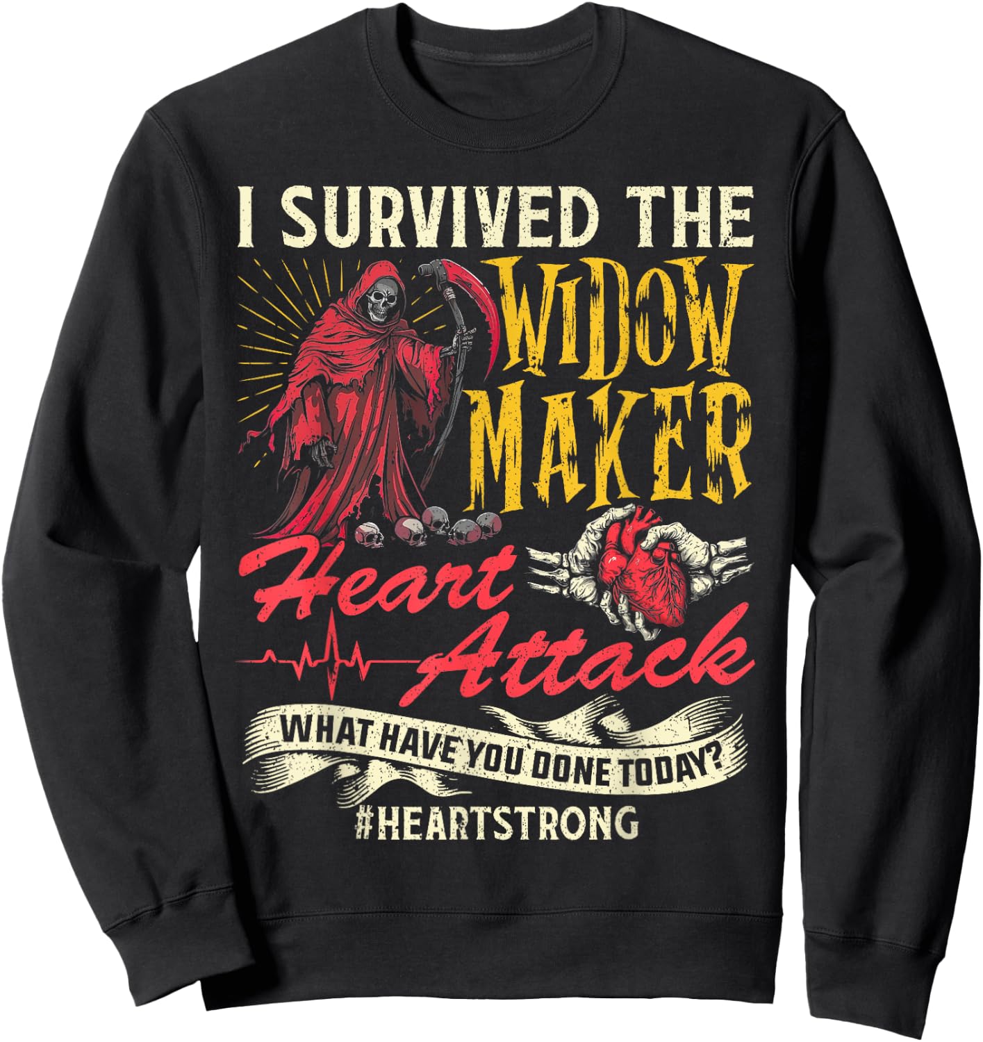 I Survived The Widow Maker Heart Attack Heart Disease Sweatshirt - Sweatshirt | Black