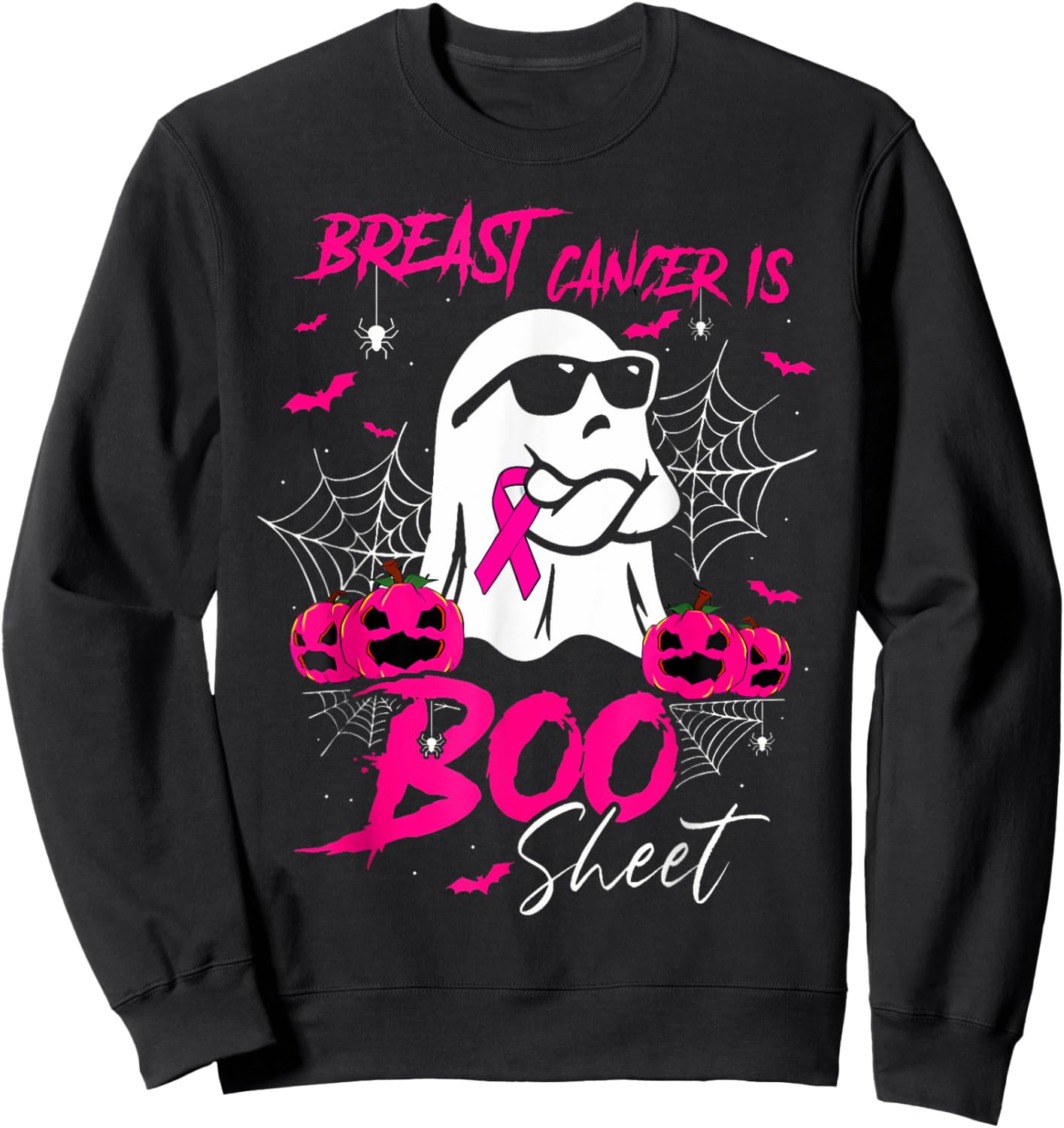 Breast Cancer Is Boo Sheet Breast Cancer Warrior Halloween Sweatshirt - Sweatshirt | Black