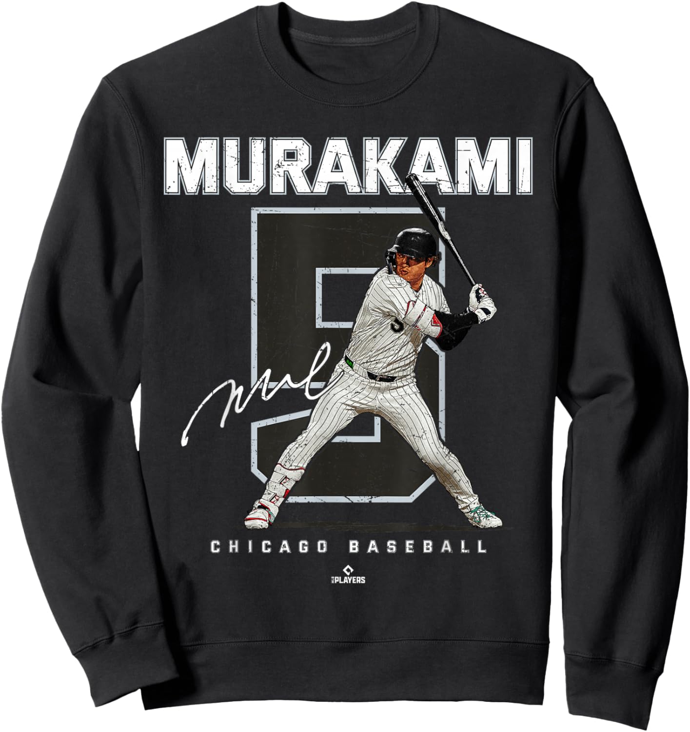 Number and Portrait Munetaka Murakami Chicago Baseball MLBPA Sweatshirt - Sweatshirt | Black
