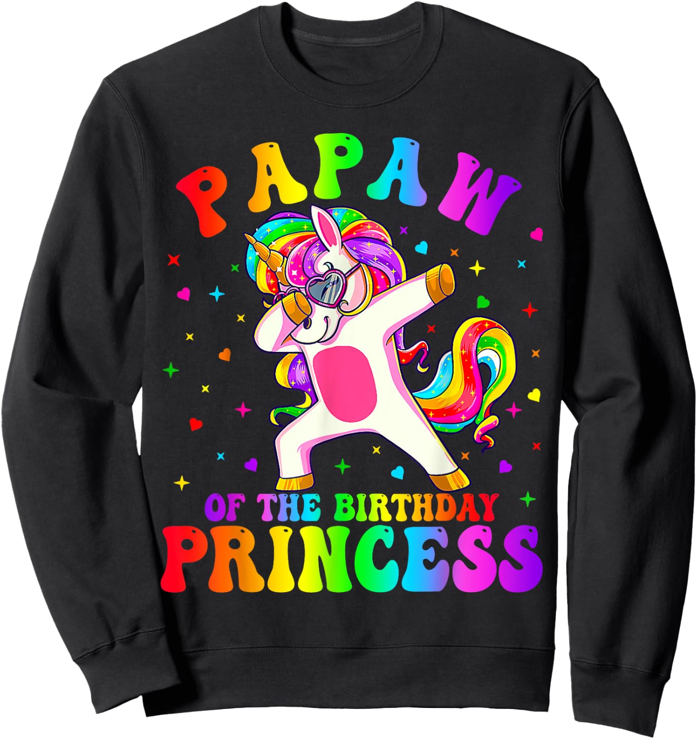 Papaw of the Birthday Princess Girl Dabbing Unicorn Funny Sweatshirt - Sweatshirt | Black