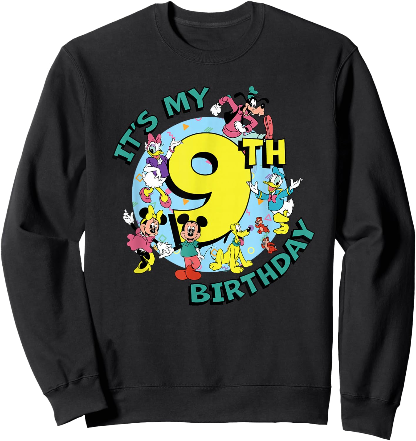 Disney Mickey and Friends It's My Ninth 9th Birthday Sweatshirt - Sweatshirt | Black
