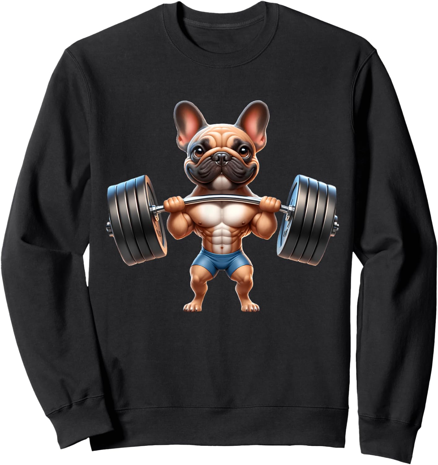 French Bulldog Gym Frenchie Weightlifter Bodybuilding Women Kids Sweatshirt - Sweatshirt | Black