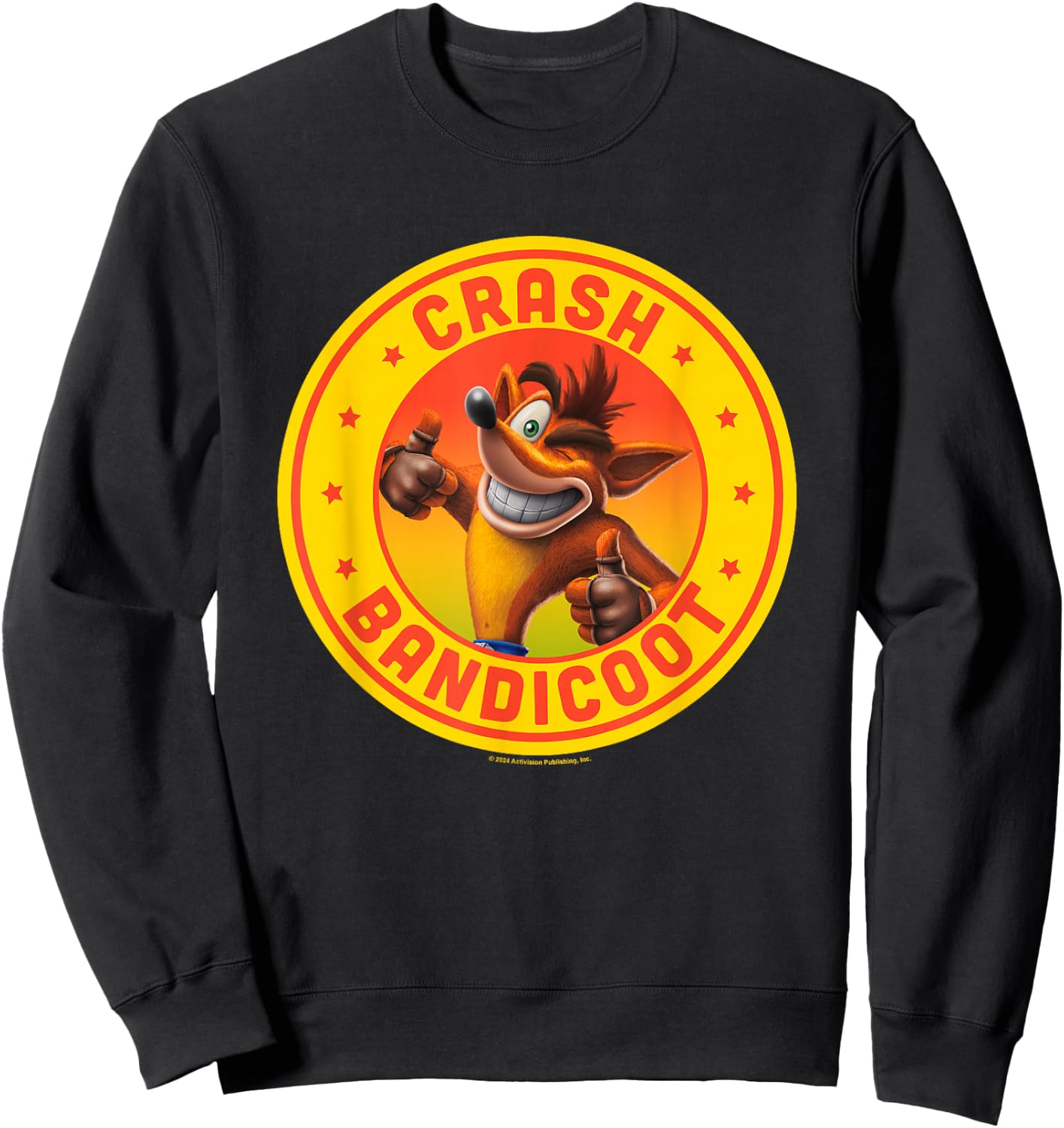 Crash Bandicoot Thumbs Up Star Spangled Logo Sweatshirt - Sweatshirt | Black