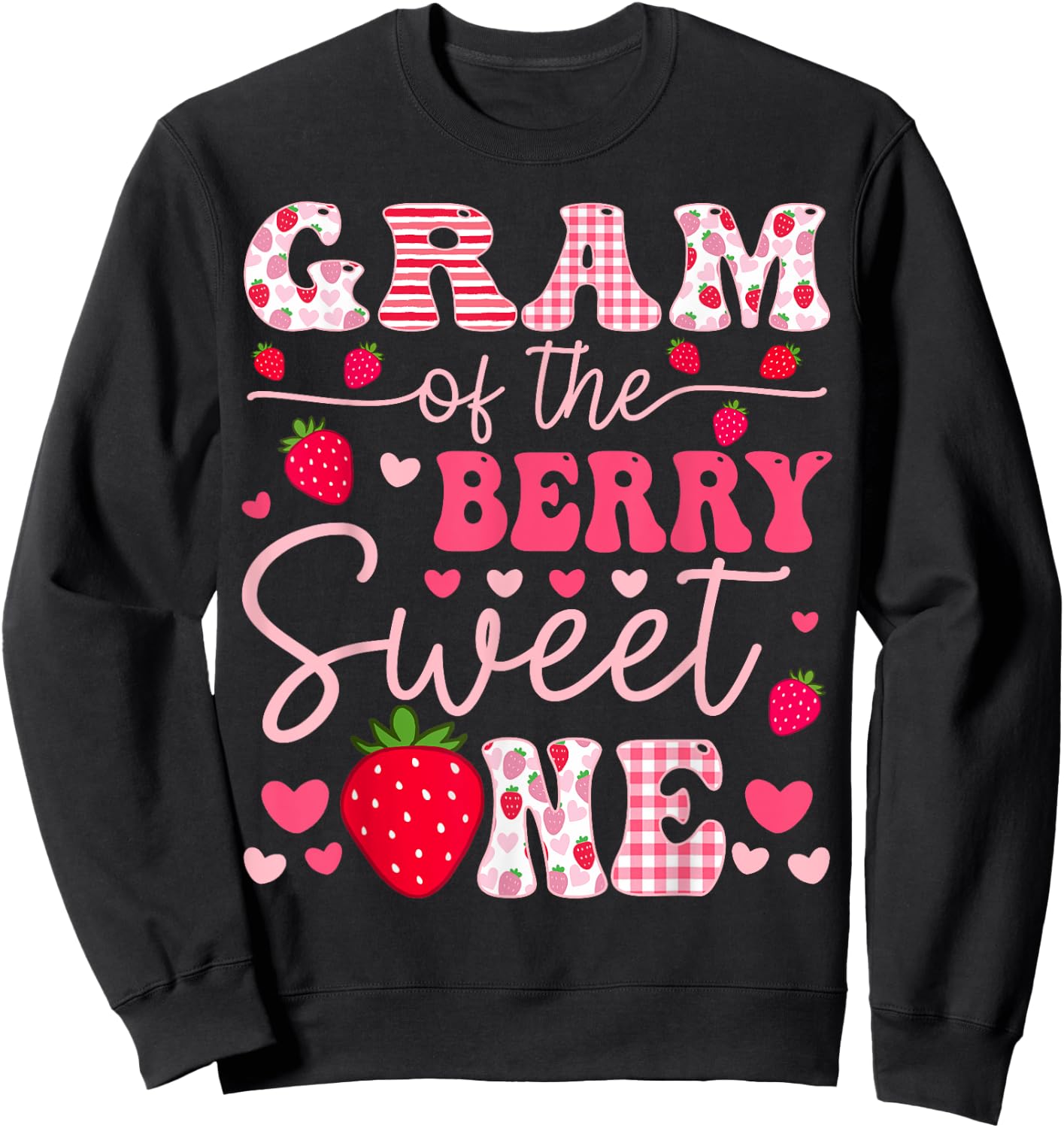 Gram Of The Berry Sweet One Strawberry Groovy Sweatshirt - Sweatshirt | Black