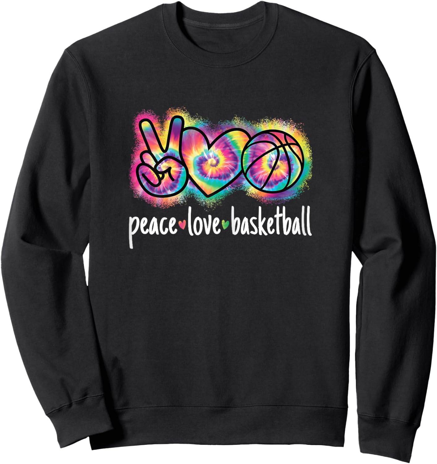 Peace Love Basketball Women Girls Cute Basketball Player Sweatshirt - Sweatshirt | Black