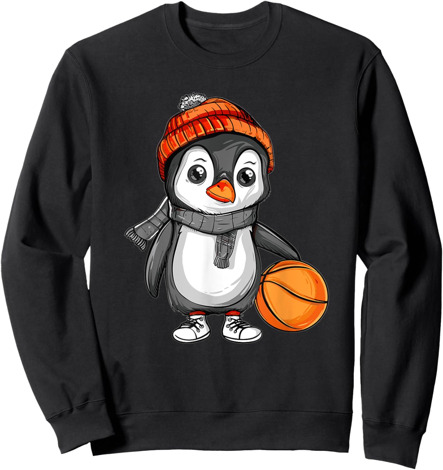 Cute Basketball Penguin Sweatshirt - Sweatshirt | Black