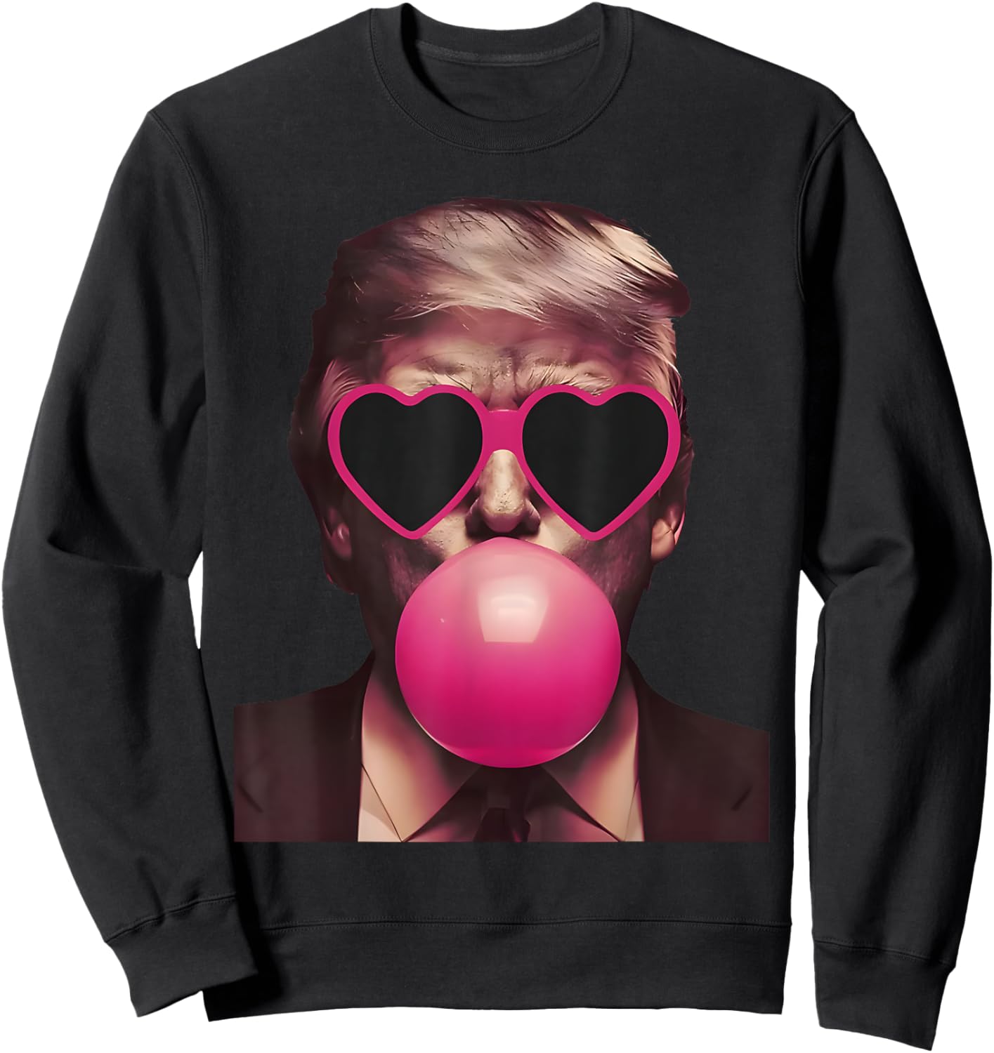 Funny Trump Pink Sunglasses Blowing Bubble Donald Trump 2024 Sweatshirt - Sweatshirt | Black
