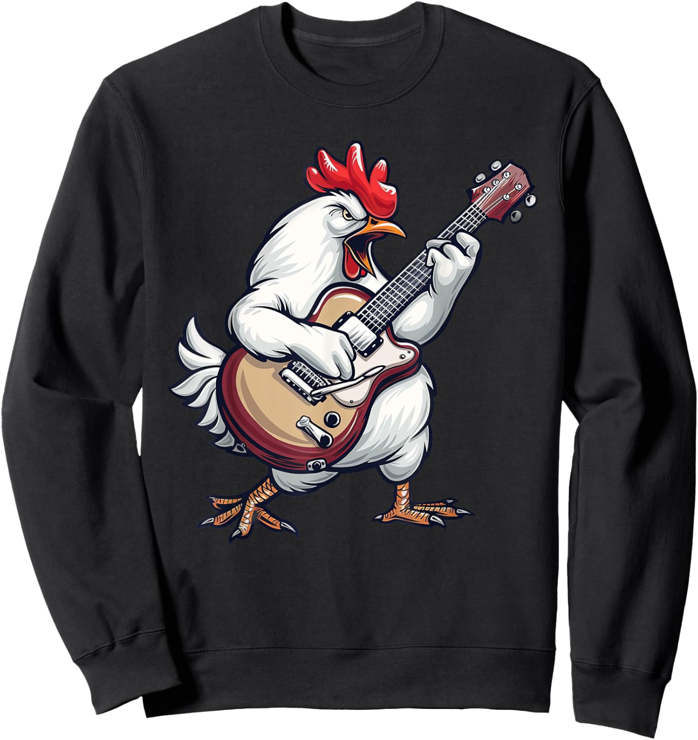 Serama Chicken Playing The Guitar Sweatshirt - Sweatshirt | Black