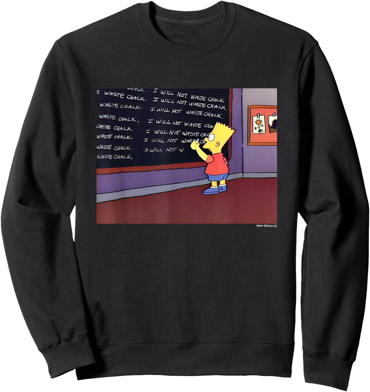 The Simpsons Iconic Scene Bart I Will Not Waste Chalk Logo Sweatshirt - Sweatshirt | Black
