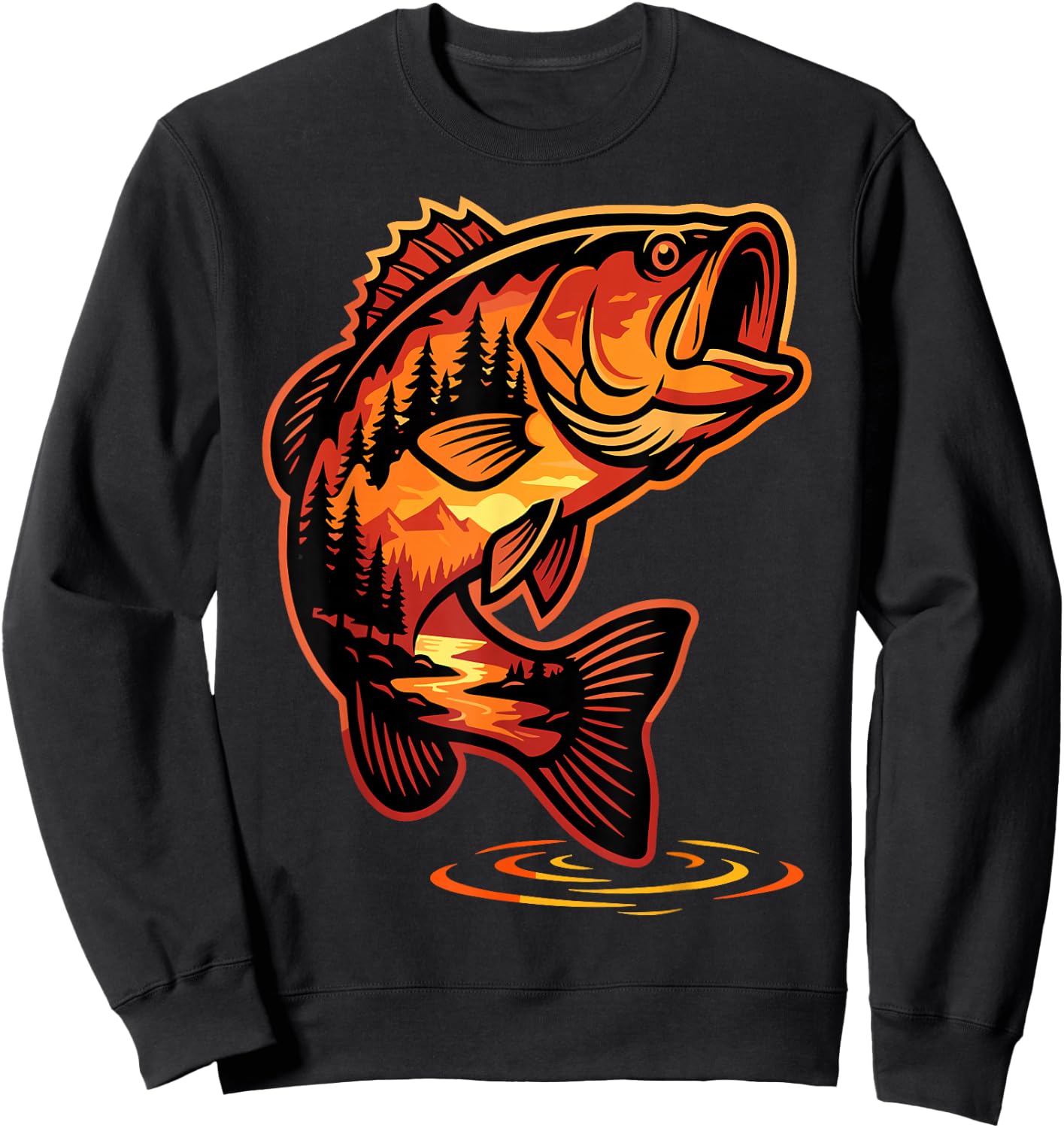 Retro Fish Nature Wildlife Sweatshirt - Sweatshirt | Black