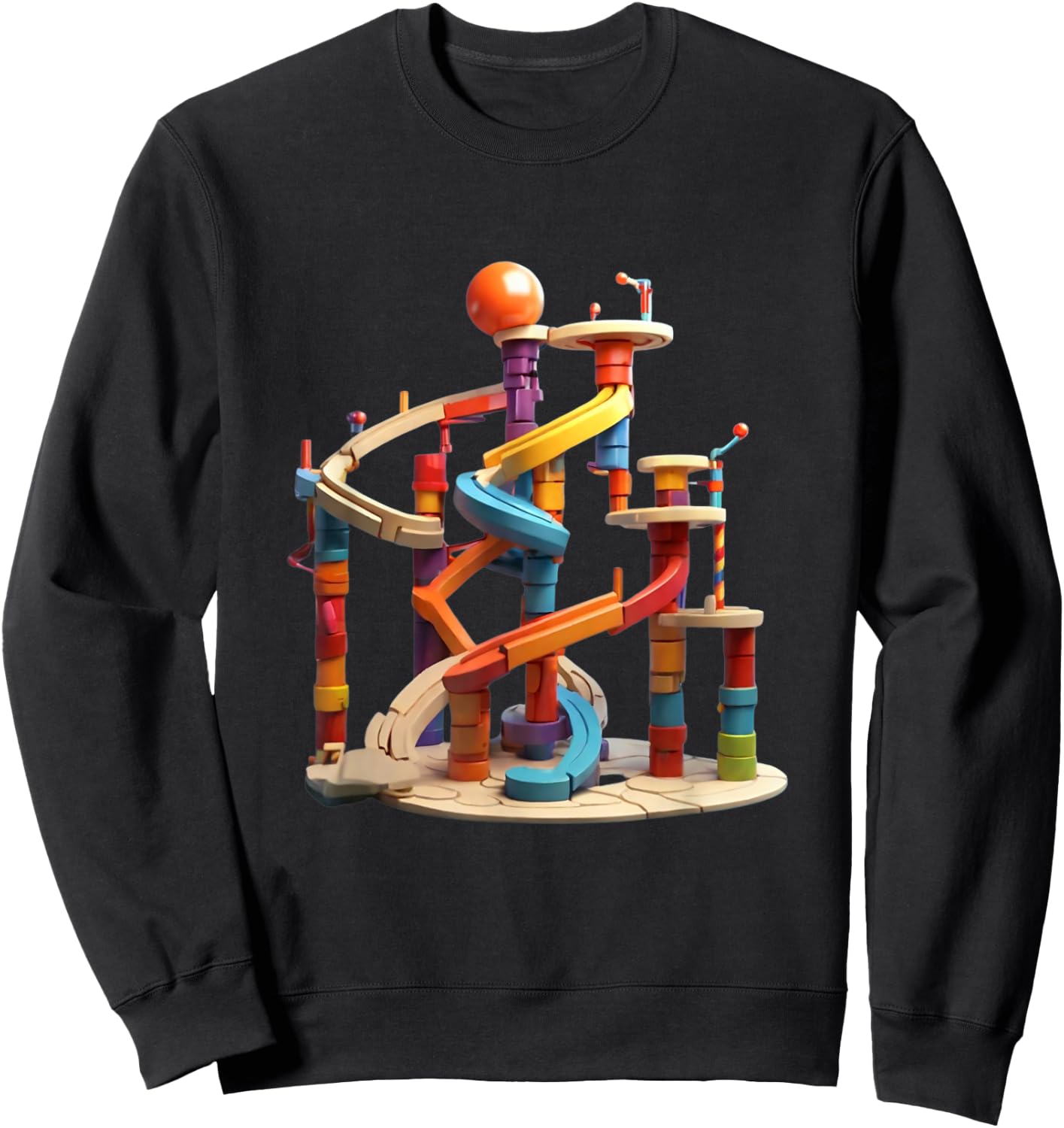 Marble Run Graphic Design Sweatshirt - Sweatshirt | Black