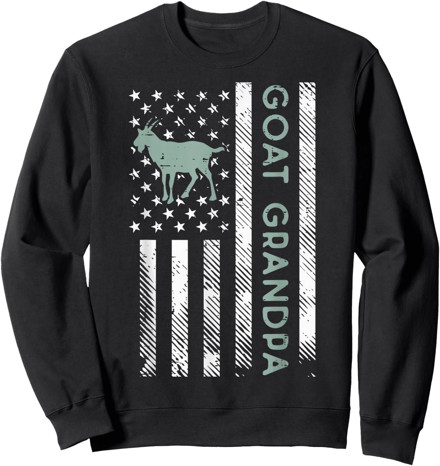 Goat Grandpa US Flag Vintage Patriotic Farm Farmer Papa Men Sweatshirt - Sweatshirt | Black