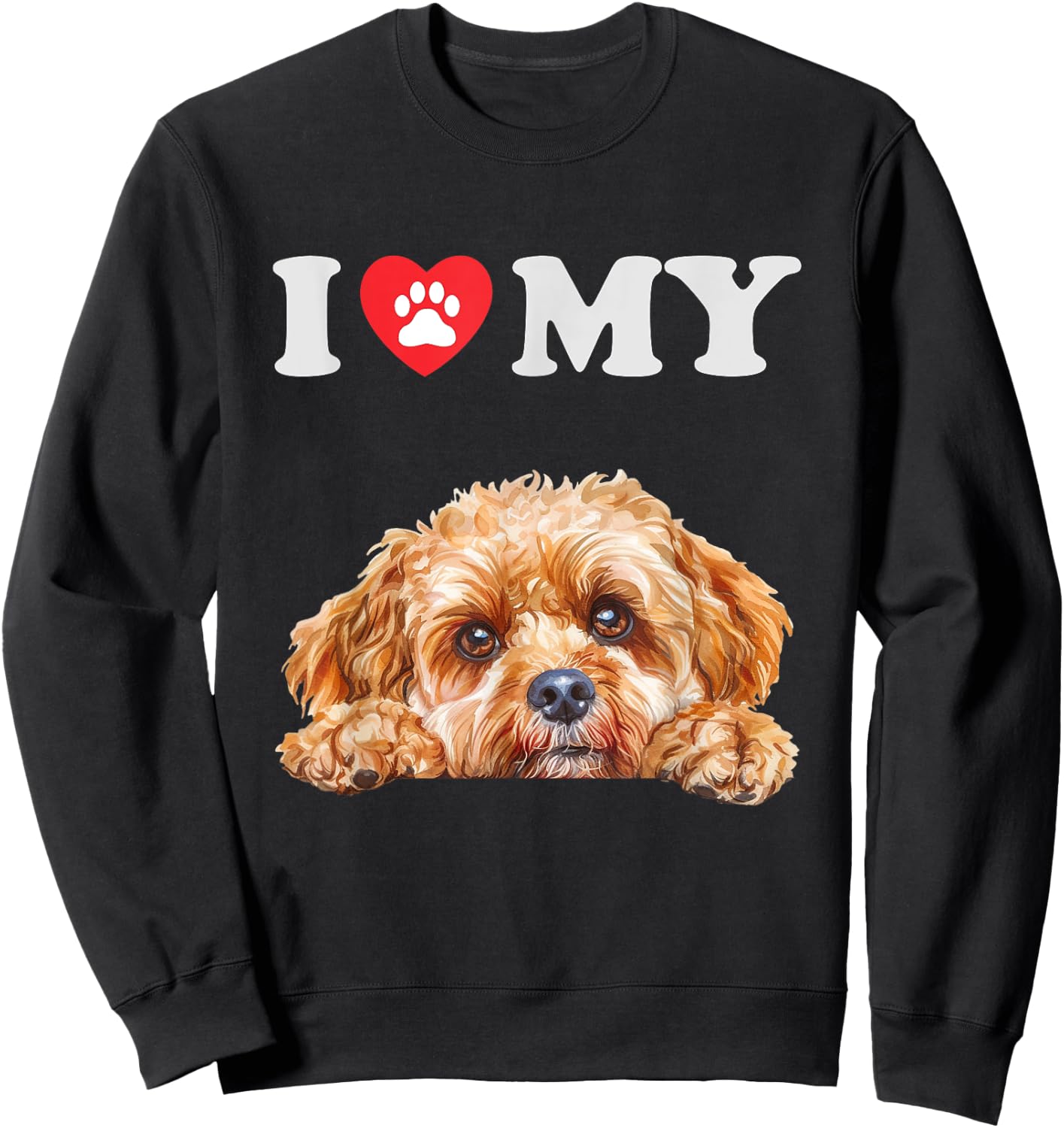 Cavapoo I Heart My Dog Funny Dog Lover Men Women Girls Kids Sweatshirt - Sweatshirt | Black