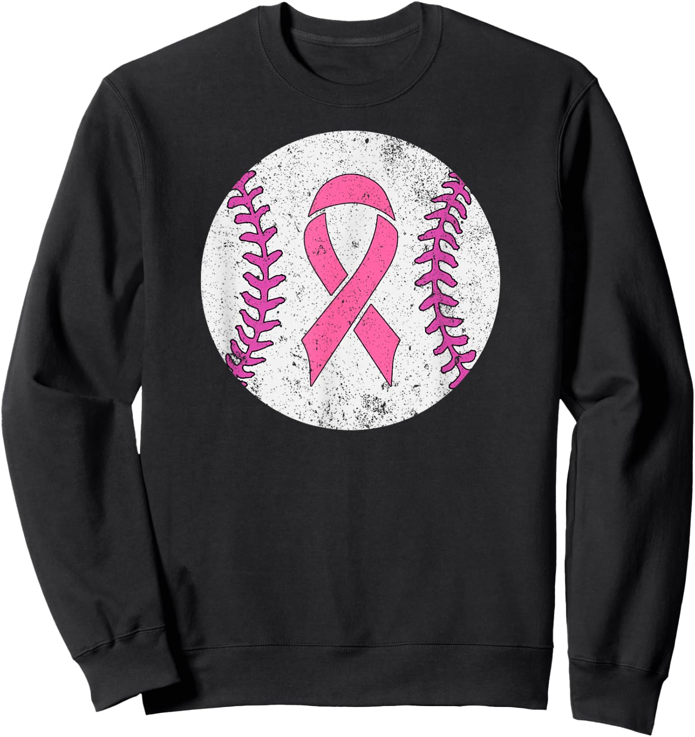 Baseball Player Pink Ribbon Breast Cancer Awareness Costume Sweatshirt - Sweatshirt | Black