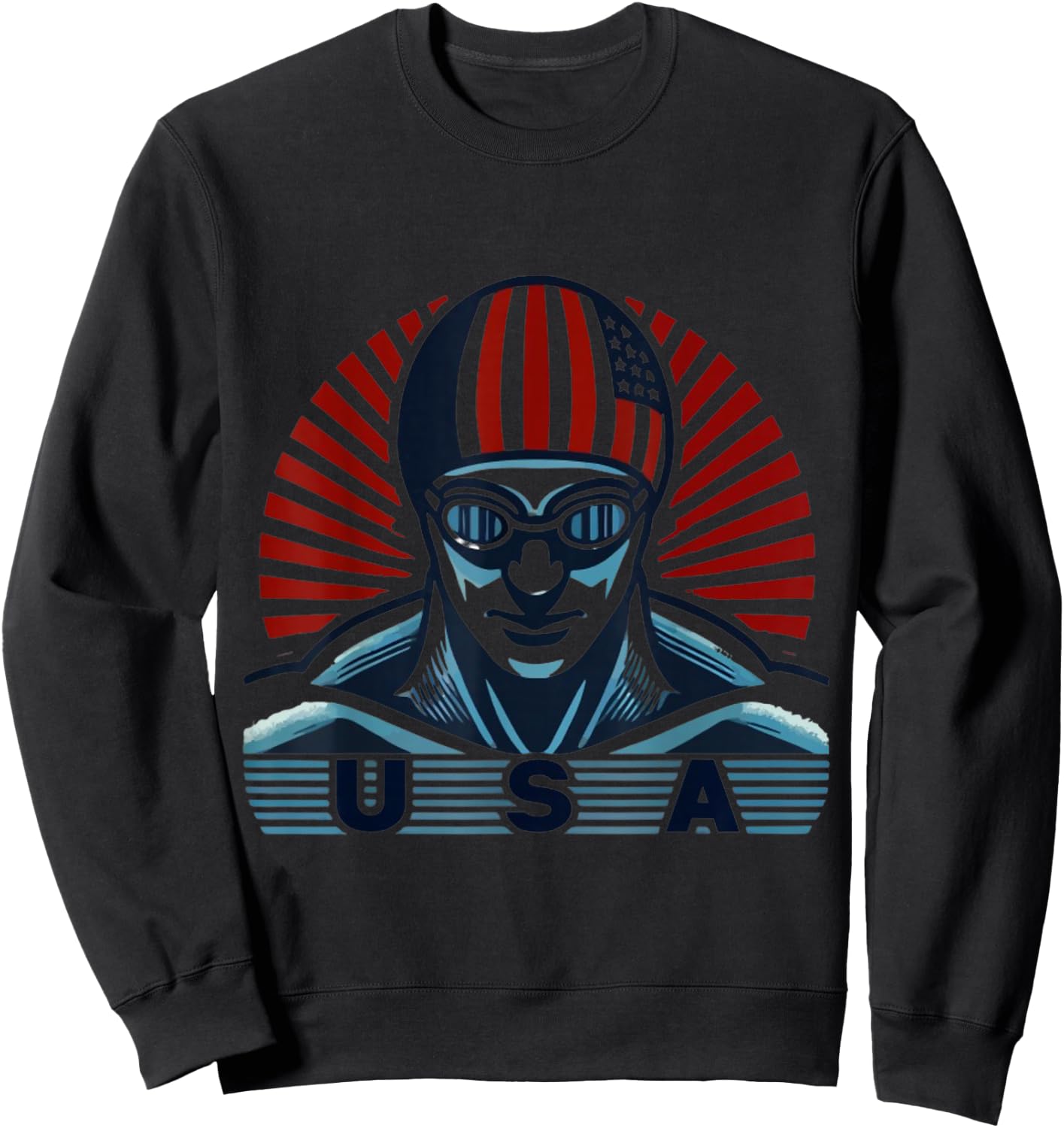 USA Swimmer Olympics Graphic Design Sweatshirt - Sweatshirt | Black