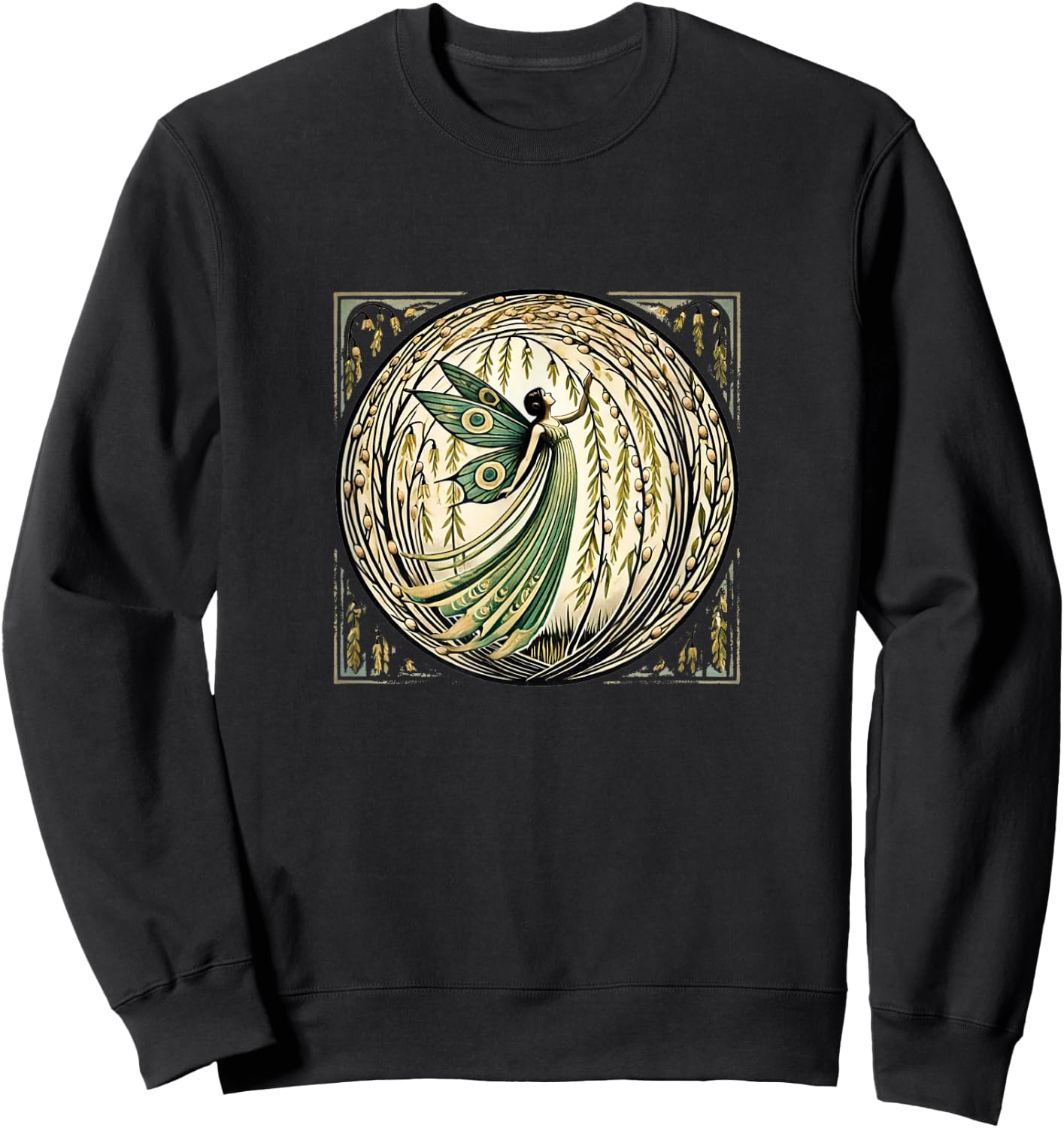 Fairy Weeping Willow Tree Illustration Fairies Sweatshirt - Sweatshirt | Black