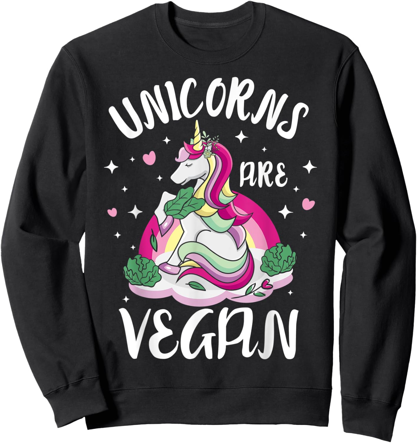 Kawaii Unicorns Are Vegan Vegetarian Design & Women Sweatshirt - Sweatshirt | Black