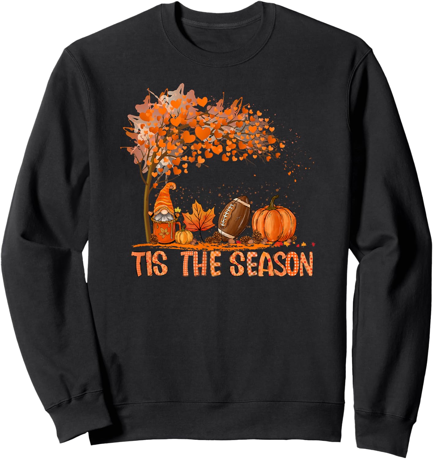 Tis The Season Football Autumn Fall Pumpkin Season Football Sweatshirt - Sweatshirt | Black