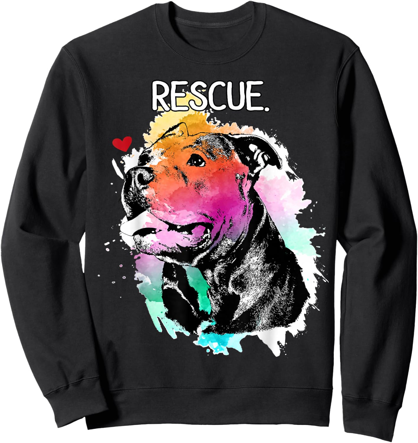 Pitbull Rescue Dog Adopt Don't Shop Watercolor Pittie Mom Sweatshirt - Sweatshirt | Black