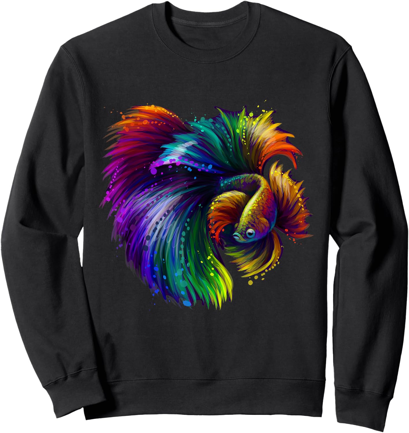 Tropical Colorful Fish Illustration Novelty Graphic Designs Sweatshirt - Sweatshirt | Black