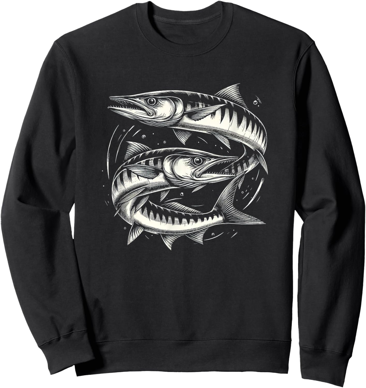 Barracuda Fish Graphic Art Design And Men Sweatshirt - Sweatshirt | Black