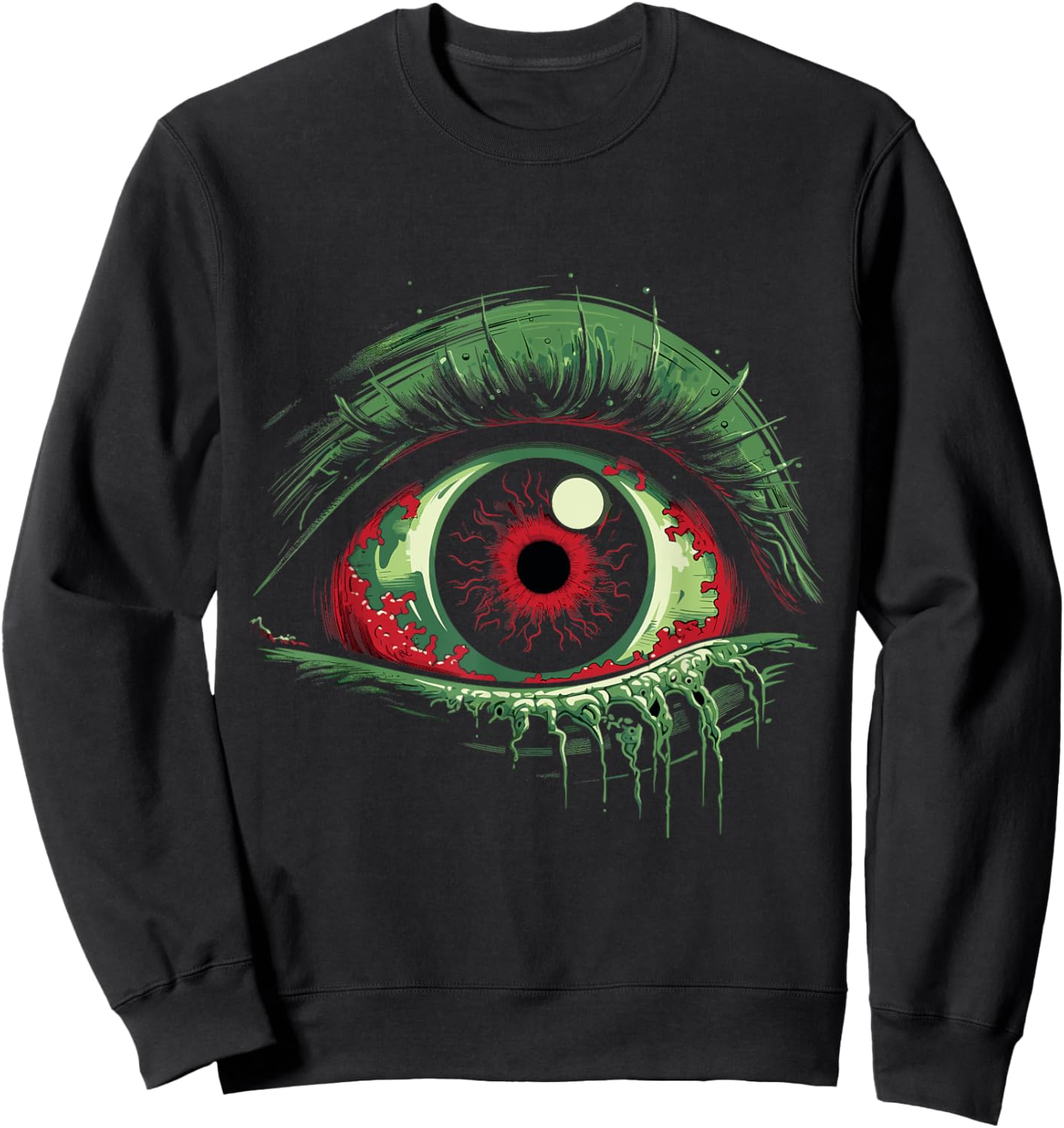 Large and Green Eyeball Creepy Sweatshirt - Sweatshirt | Black
