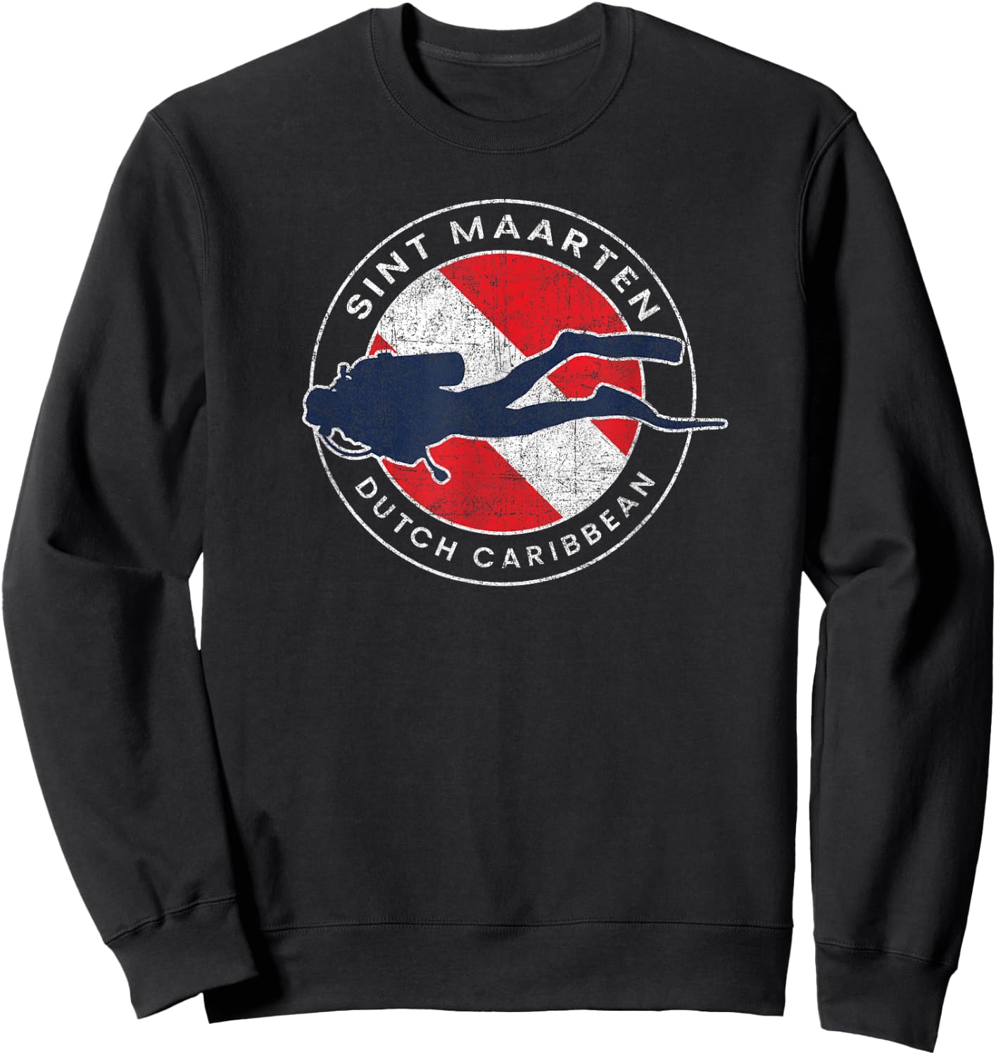 Vintage St Maarten Scuba Dive Flag Vacation Souvenir Sweatshirt - Sweatshirt | Black