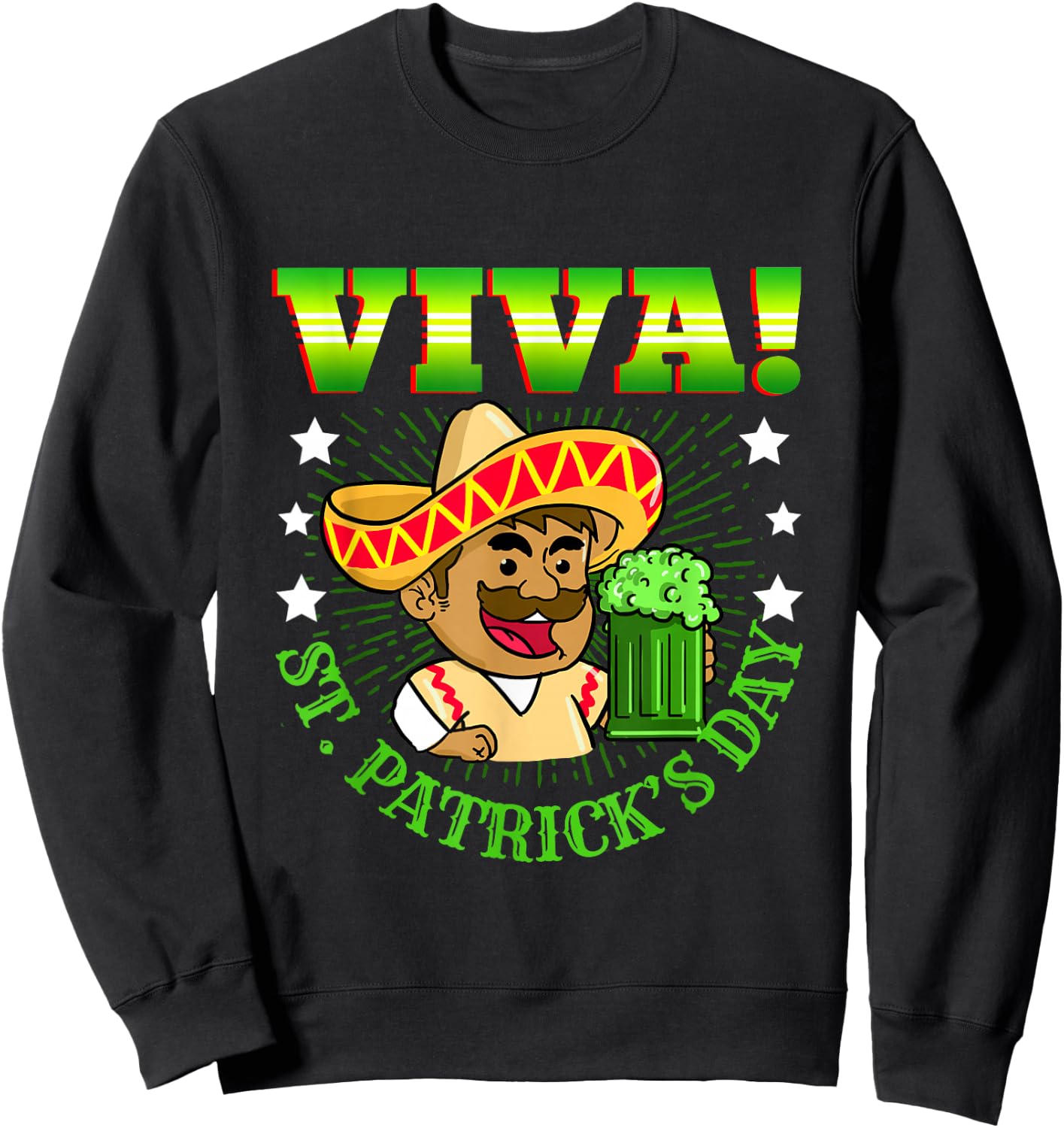 Viva St Patricks Day Irish Mexican Sweatshirt - Sweatshirt | Black