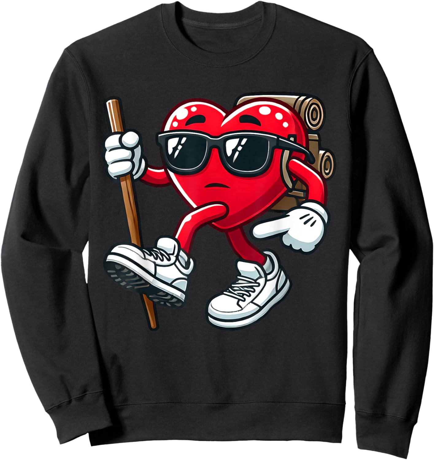 Cute Valentine's Day Hiking Heart Toddler Kids February 14th Sweatshirt - Sweatshirt | Black