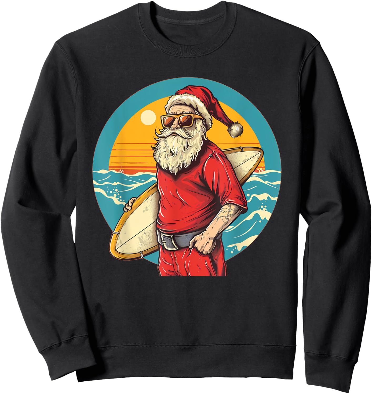 Nice surfing Santa Costume for Surfboards and Beach Lovers Men Women Kids Sweatshirt - Sweatshirt | Black