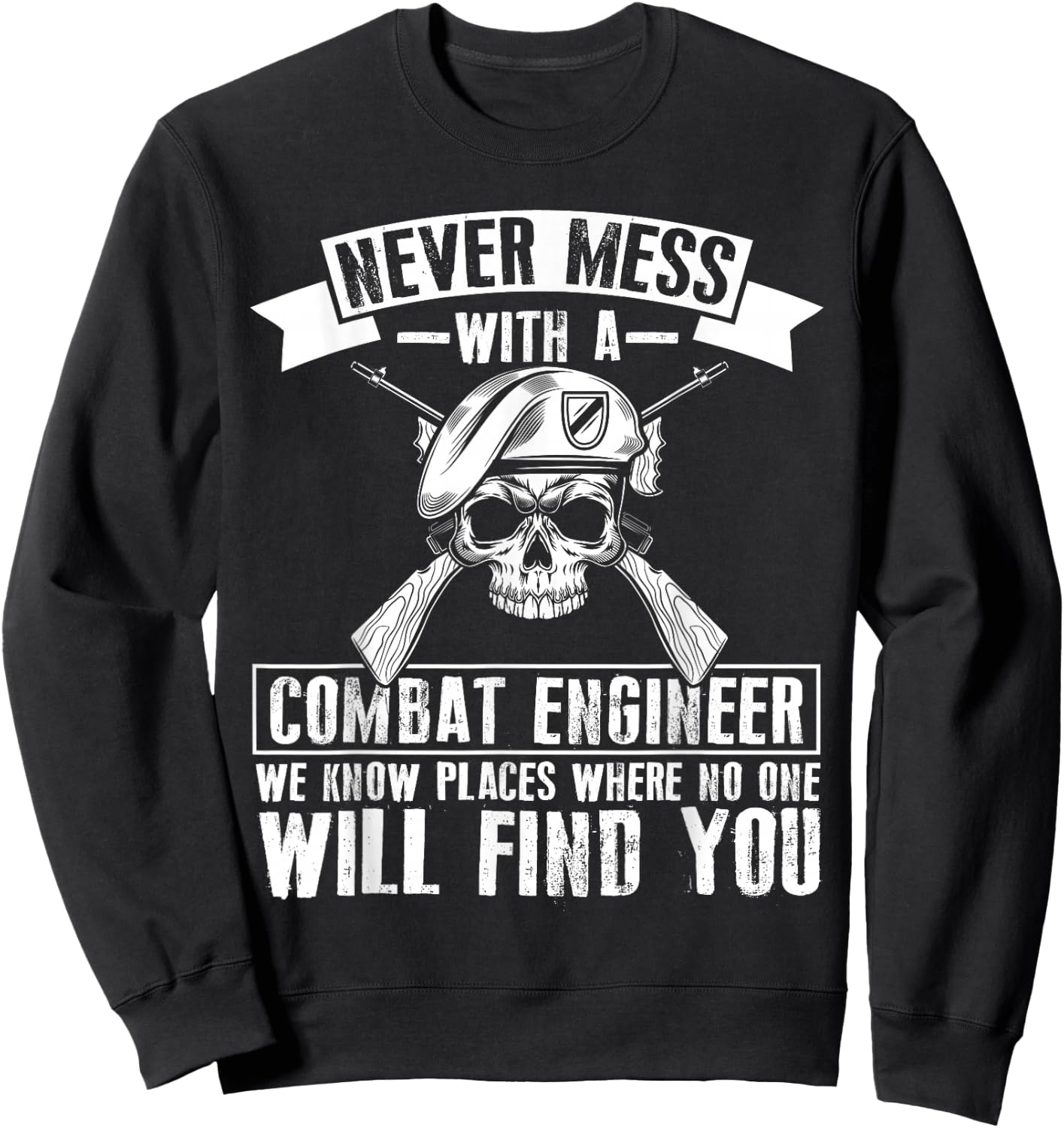Combat Engineering Badge US Military Combat Engineer Sweatshirt - Sweatshirt | Black
