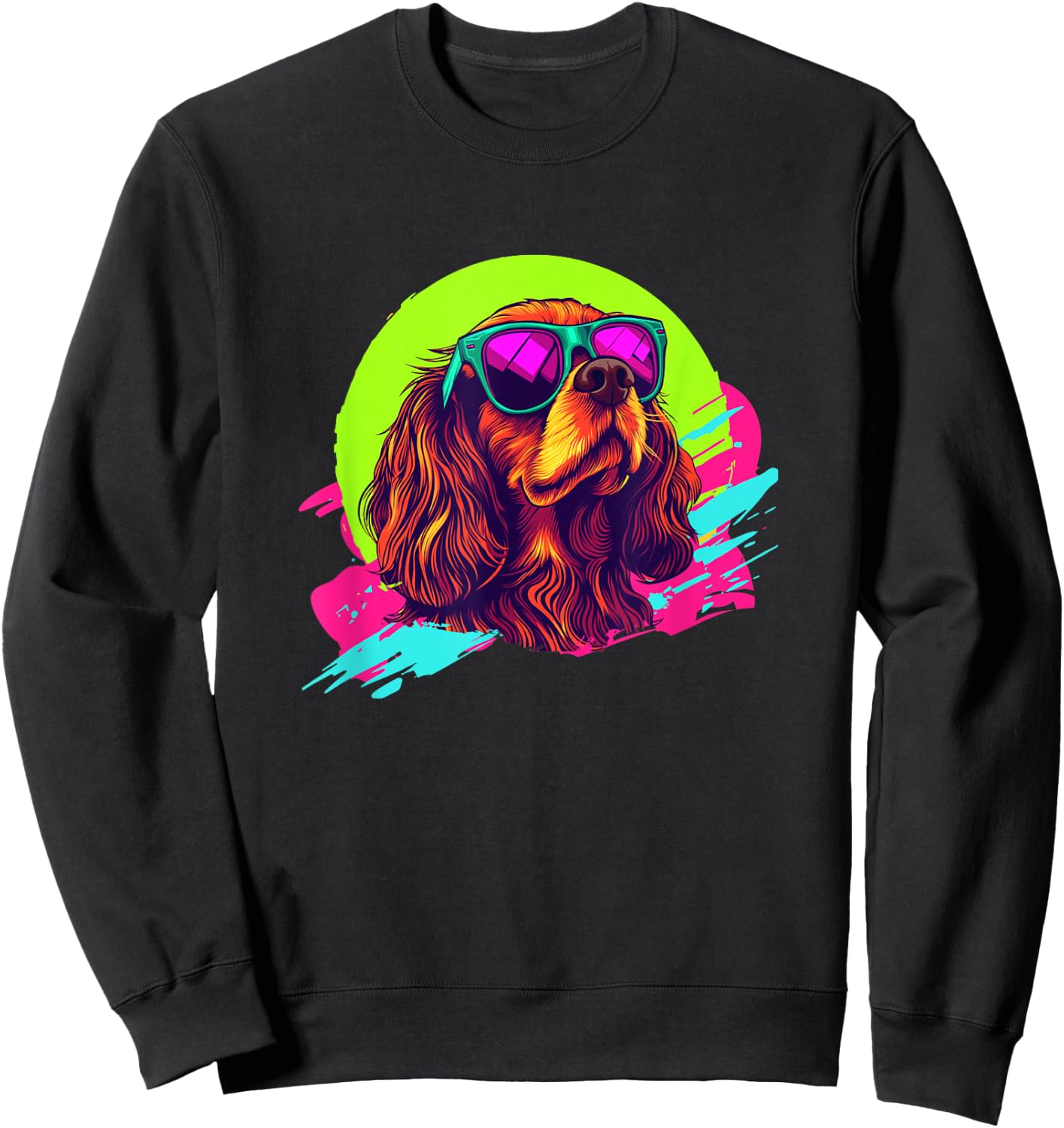 Retro Vintage 80s Ruby Cavalier Charles Spaniel Sweatshirt - Sweatshirt | Black