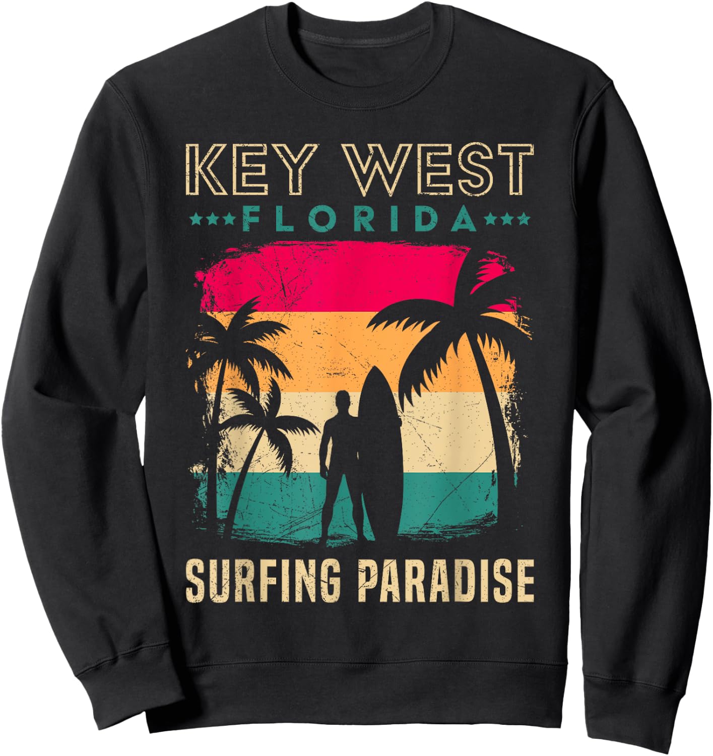 KEY-WEST FLORIDA SURFING PARADISE Vintage West Keys Sweatshirt - Sweatshirt | Black