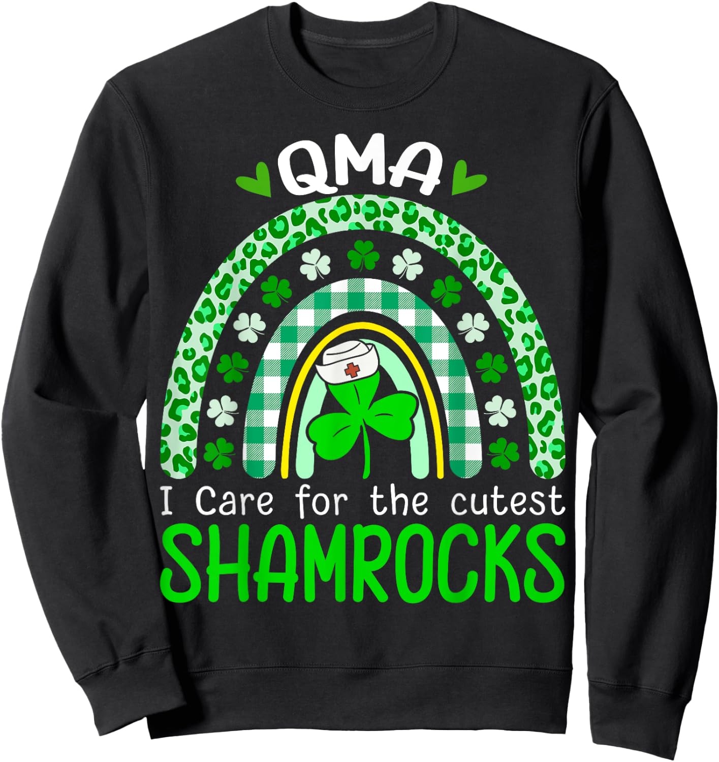 QMA Cutest Shamrocks Nurse St Patricks Day Sweatshirt - Sweatshirt | Black