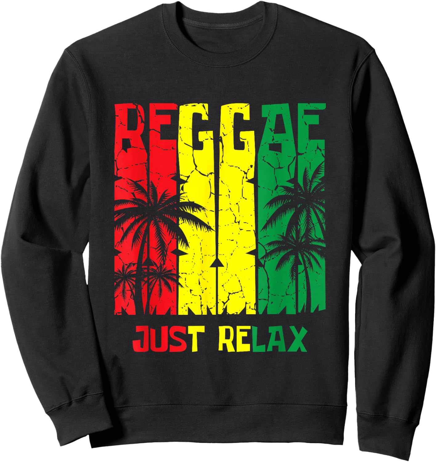 Reggae Jamaica Palm Trees Stoner Weed Smoker Relax Sweatshirt - Sweatshirt | Black