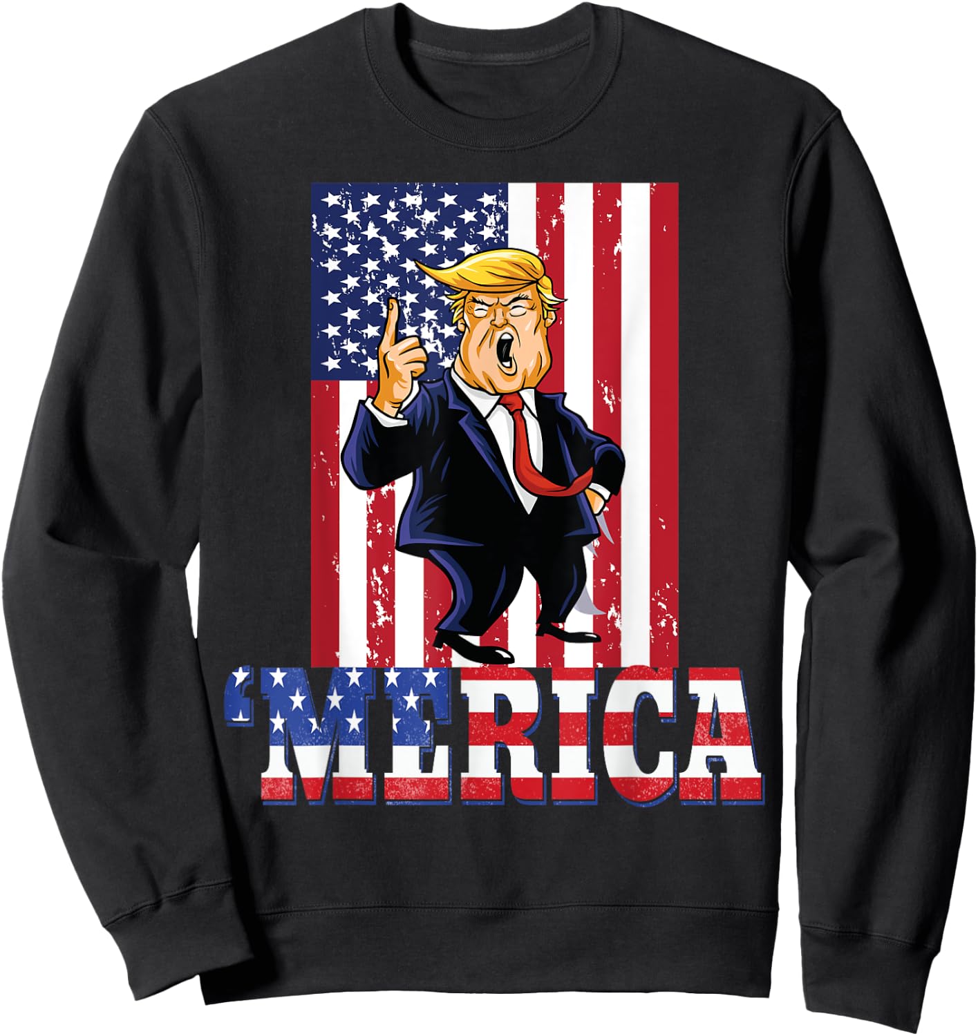 Trump 4th of July Merica Men Women Patriotic Sweatshirt - Sweatshirt | Black